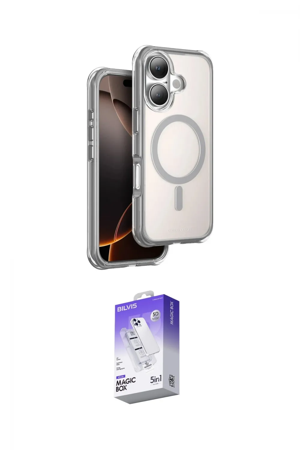 ieg™ iPhone 16 Kılıf Zirve Klasik Prime - Siyah Bilvis 5in1 3D Magic Cam Ekran Koruyucu