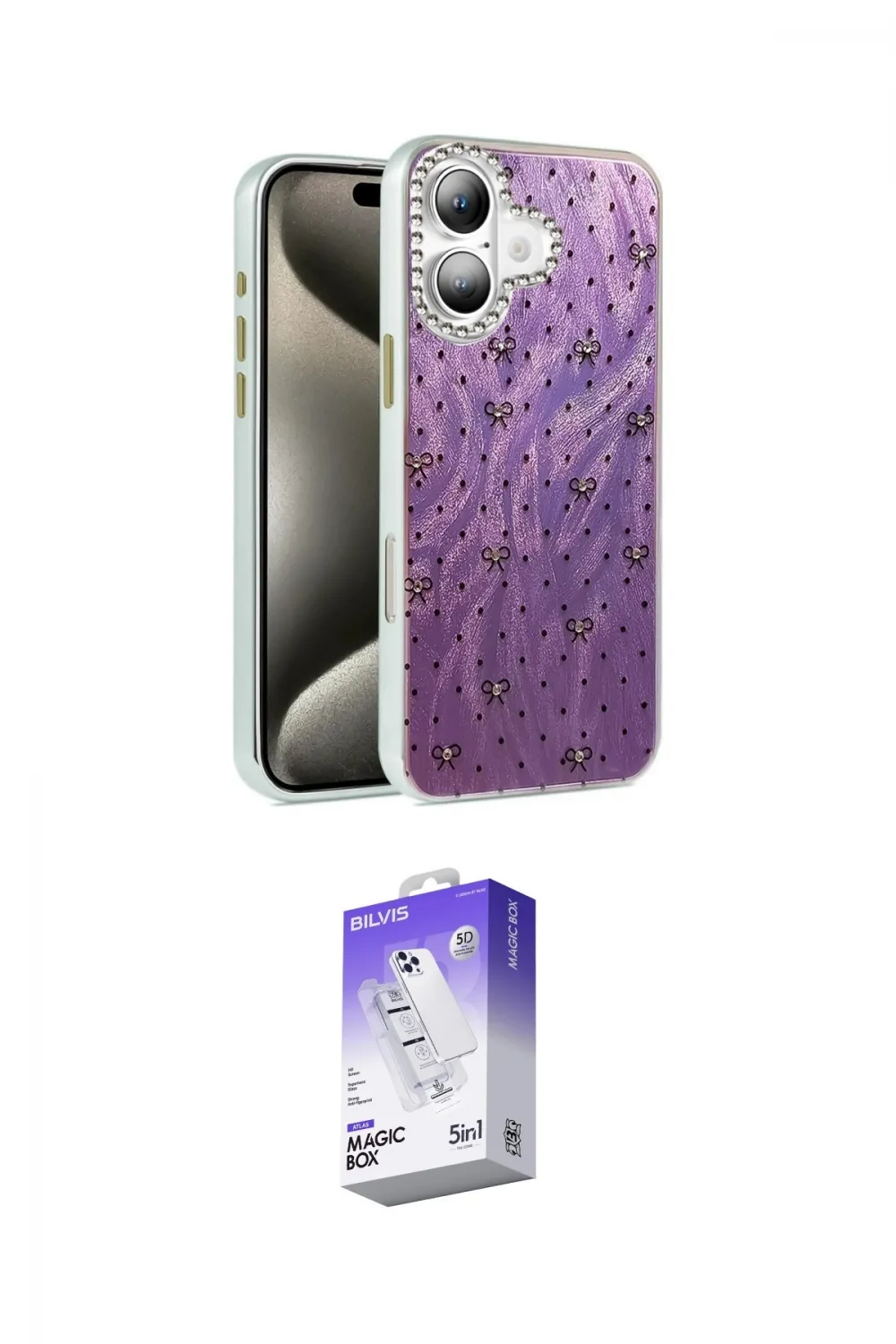ieg™ iPhone 16 Kılıf Zirve Modern Prime - Siyah Bilvis 5in1 3D Magic Cam Ekran Koruyucu