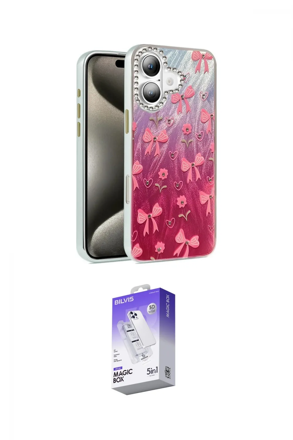 ieg™ iPhone 16 Kılıf Zirve Modern Prime - Siyah Bilvis 5in1 3D Magic Cam Ekran Koruyucu
