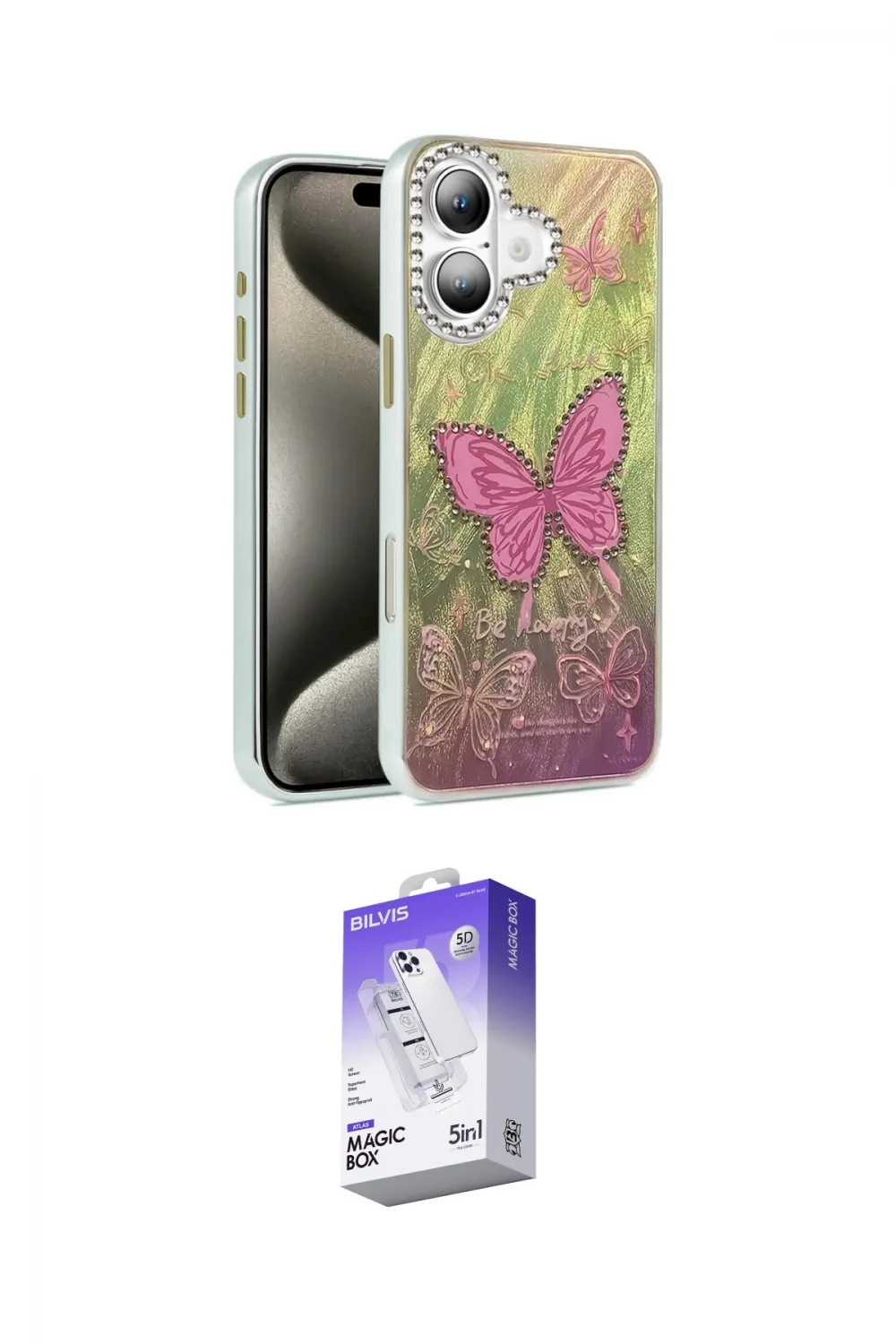 ieg™ iPhone 16 Kılıf Zirve Modern Prime - Siyah Bilvis 5in1 3D Magic Cam Ekran Koruyucu