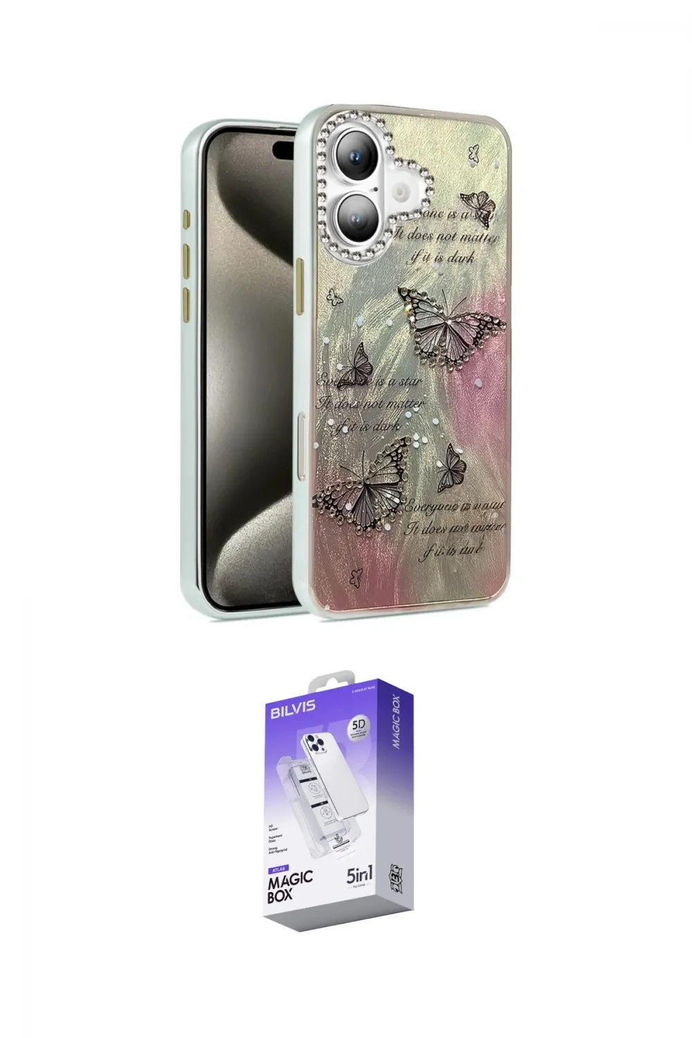 ieg™ iPhone 16 Kılıf Zirve Modern Prime - Siyah Bilvis 5in1 3D Magic Cam Ekran Koruyucu