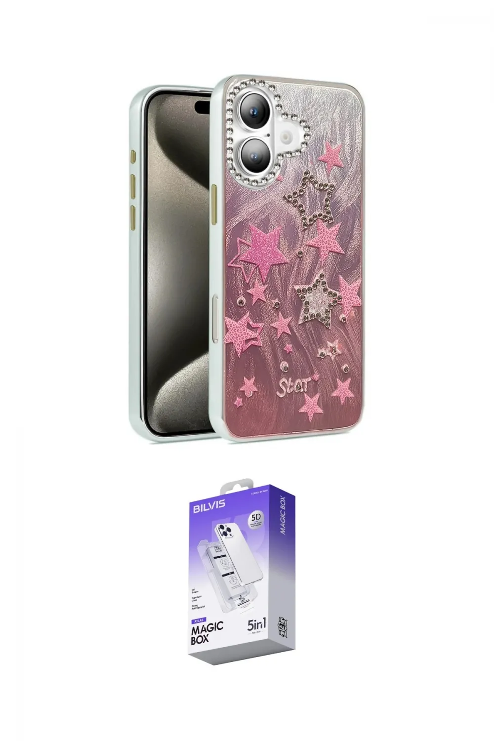 ieg™ iPhone 16 Kılıf Zirve Modern Prime - Siyah Bilvis 5in1 3D Magic Cam Ekran Koruyucu