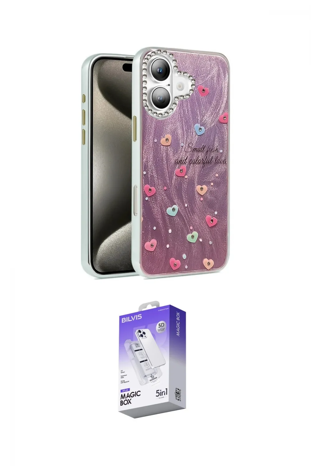 ieg™ iPhone 16 Kılıf Zirve Modern Prime - Siyah Bilvis 5in1 3D Magic Cam Ekran Koruyucu