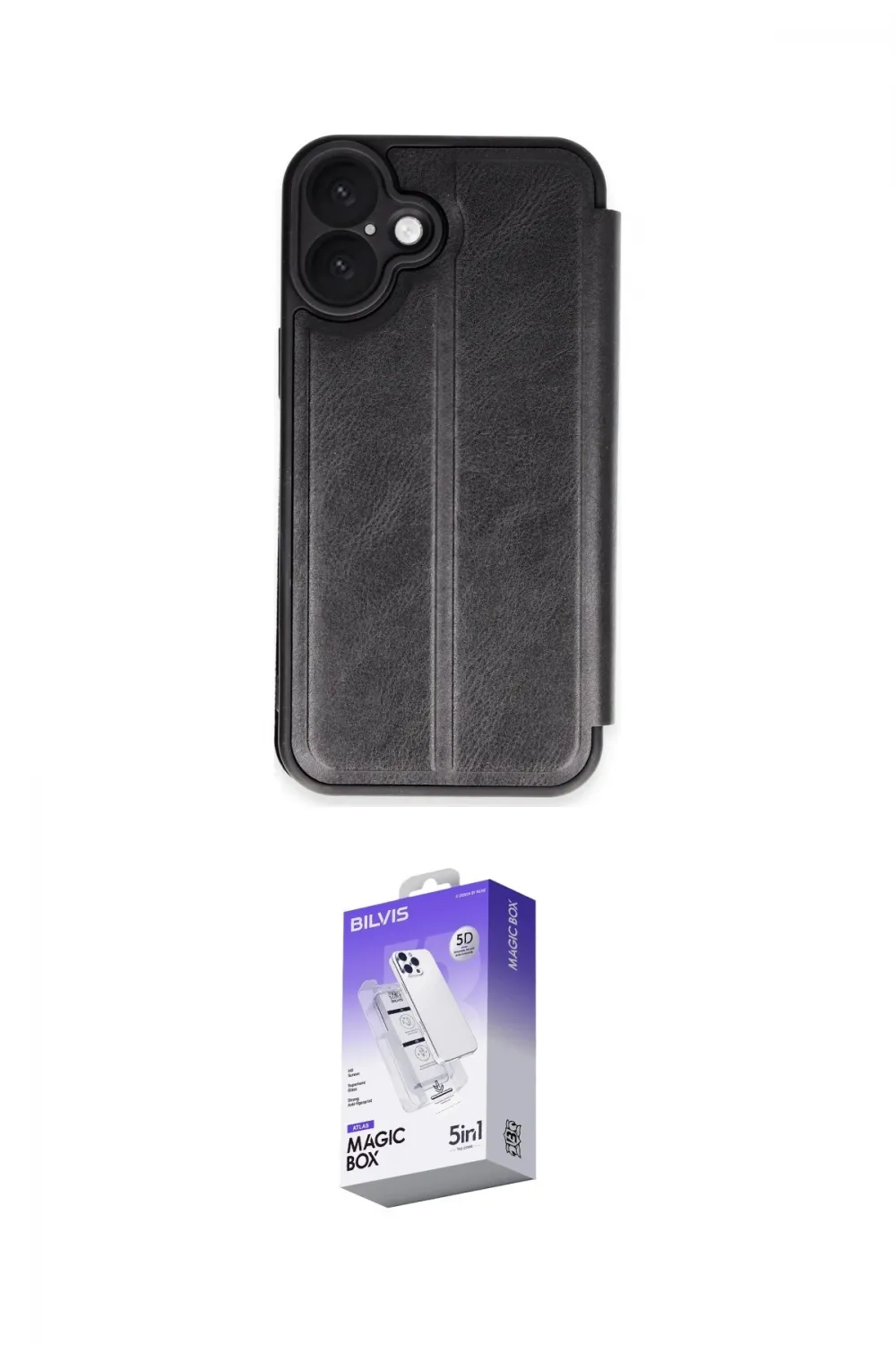 ieg™ iPhone 16 Kılıf Zirve Yansıma Serisi - Siyah Bilvis 5in1 3D Magic Cam Ekran Koruyucu