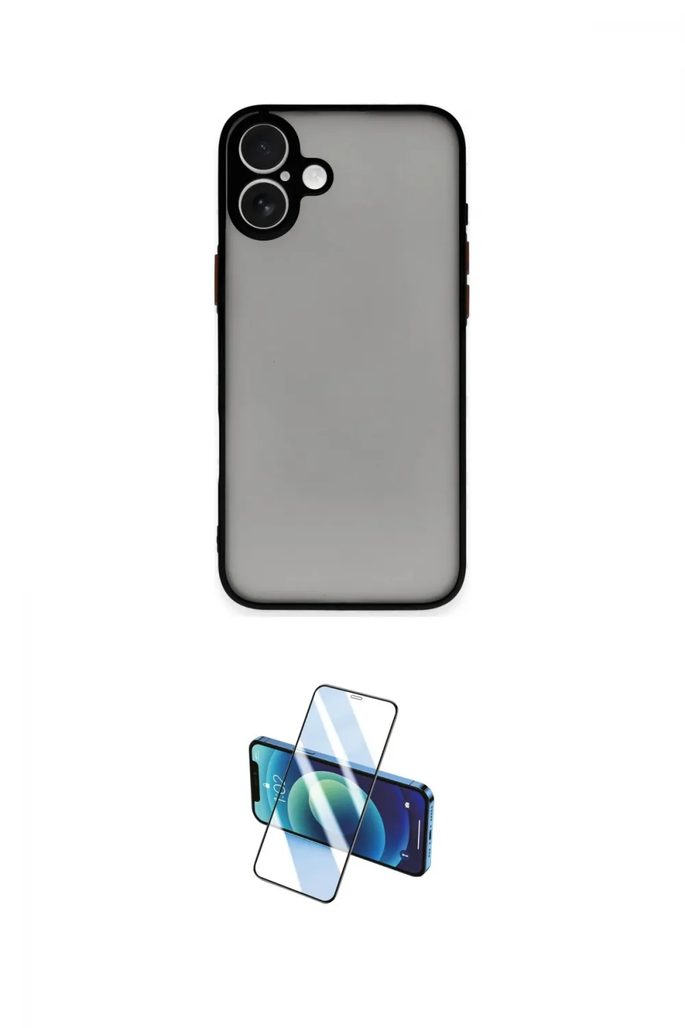 ieg™ iPhone 16 Plus Kılıf Ahenk Çizgi Serisi - Siyah 3D Antistatik Cam Ekran Koruyucu