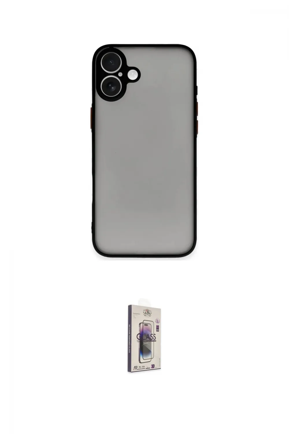 ieg™ iPhone 16 Plus Kılıf Ahenk Çizgi Serisi - Siyah Bilvis 3D Cam Ekran Koruyucu