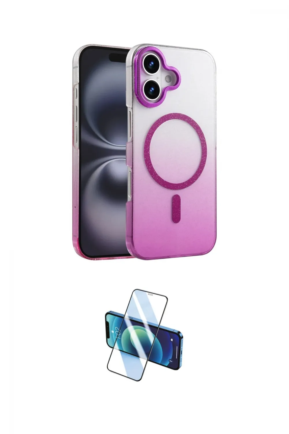 ieg™ iPhone 16 Plus Kılıf Ahenk Doku Özel Seri - Siyah 3D Antistatik Seramik Nano Ekran Koruyucu