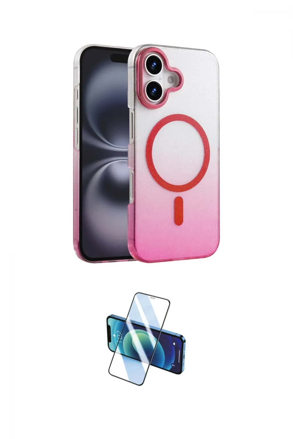 ieg™ iPhone 16 Plus Kılıf Ahenk Doku Özel Seri - Siyah 3D Antistatik Seramik Nano Ekran Koruyucu