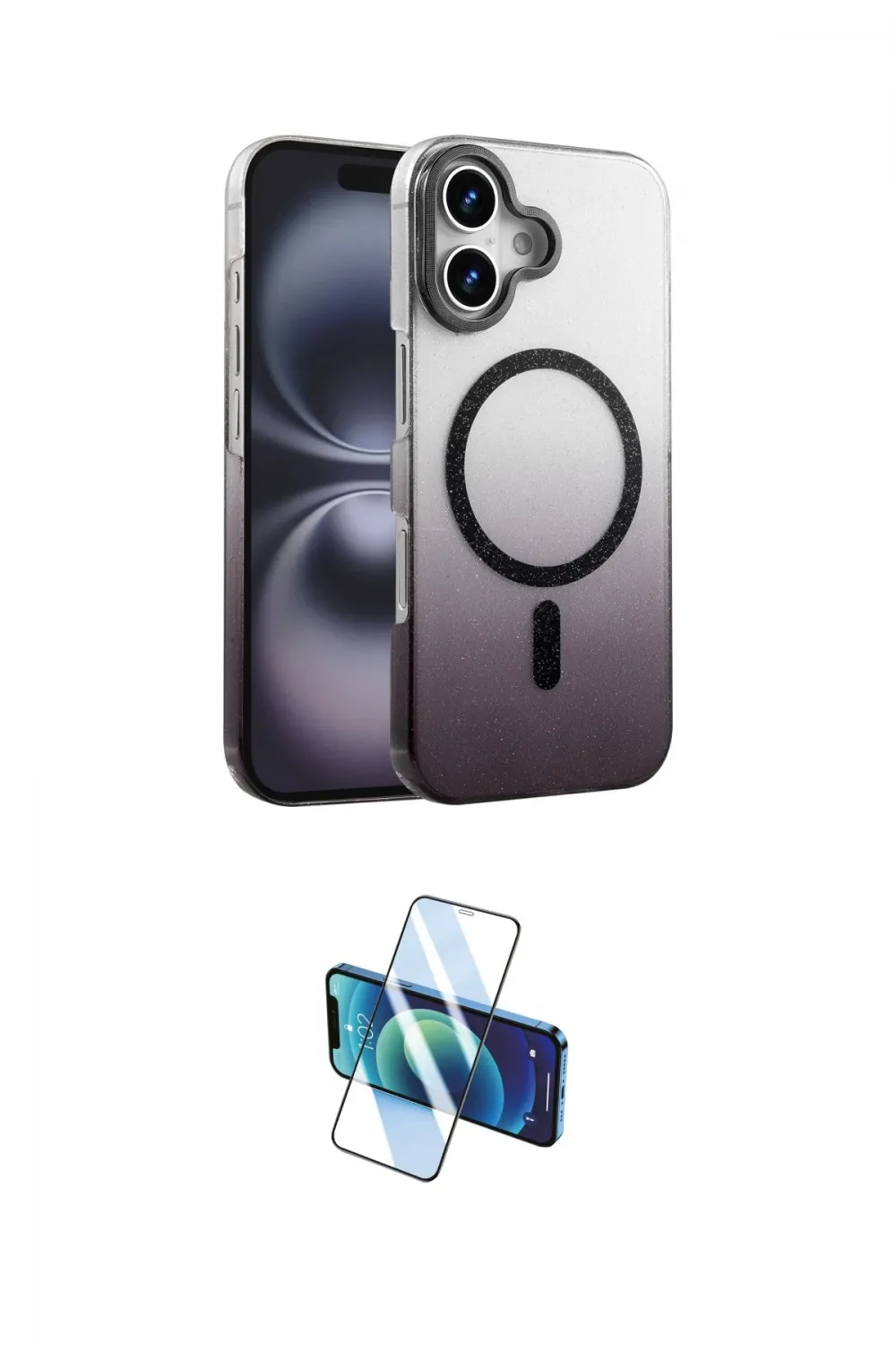 ieg™ iPhone 16 Plus Kılıf Ahenk Doku Özel Seri - Siyah 3D Antistatik Seramik Nano Ekran Koruyucu