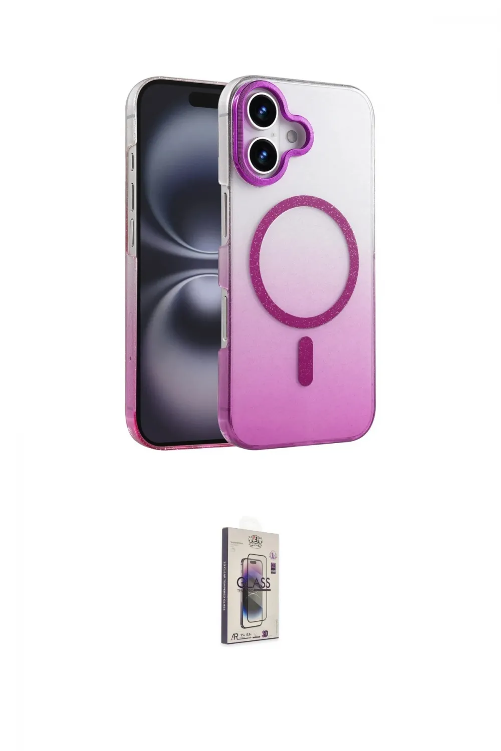 ieg™ iPhone 16 Plus Kılıf Ahenk Doku Özel Seri - Siyah Bilvis 3D Cam Ekran Koruyucu