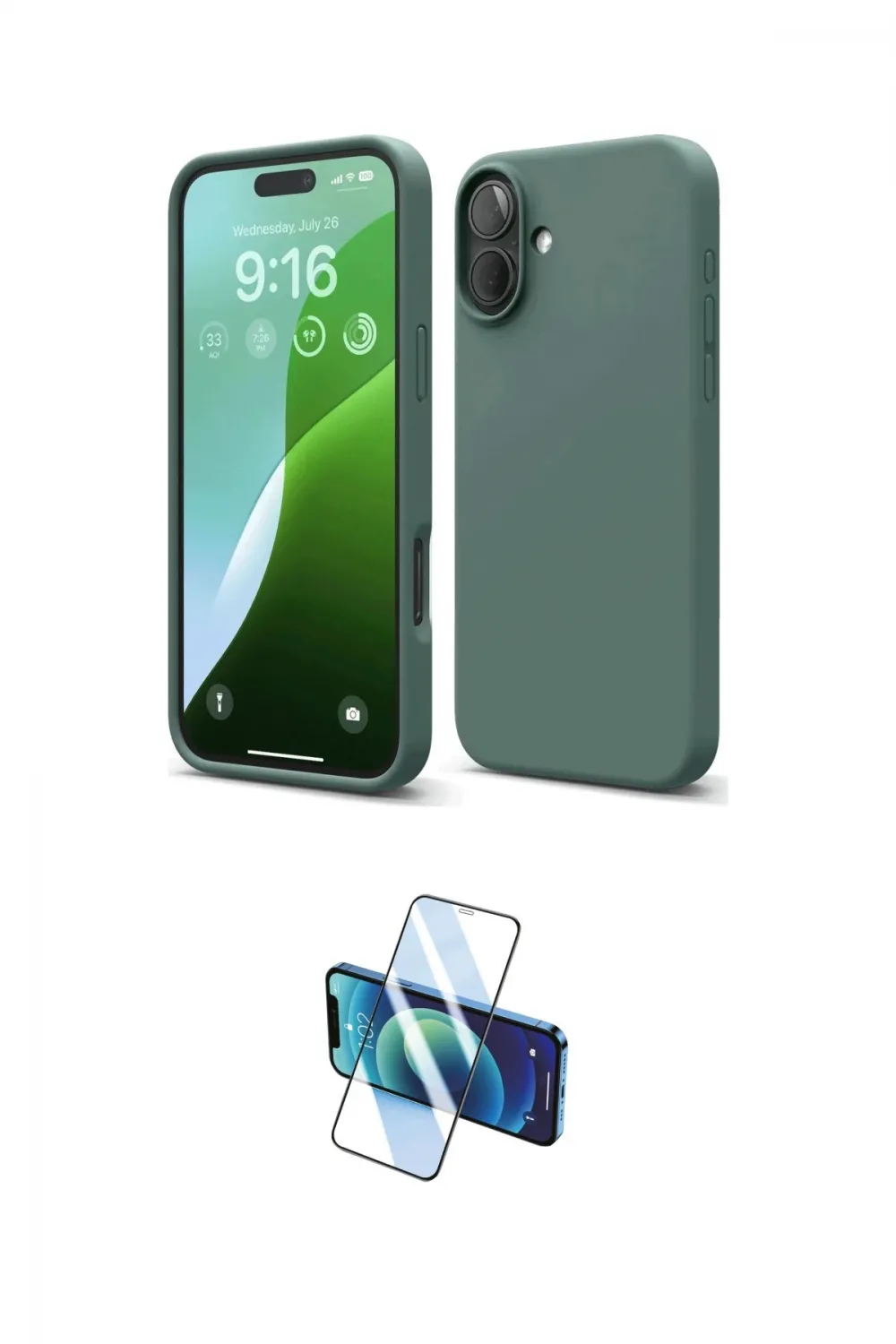 ieg™ iPhone 16 Plus Kılıf Ahenk Serisi - Siyah 3D Antistatik Cam Ekran Koruyucu