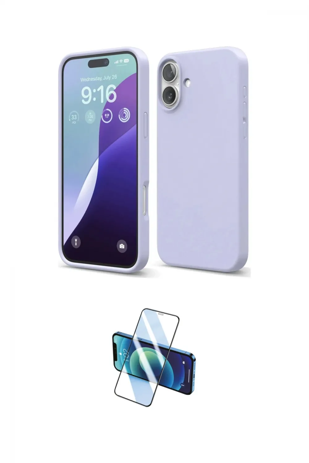 ieg™ iPhone 16 Plus Kılıf Ahenk Serisi - Siyah 3D Antistatik Cam Ekran Koruyucu