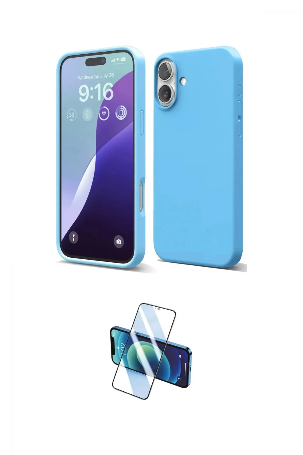 ieg™ iPhone 16 Plus Kılıf Ahenk Serisi - Siyah 3D Antistatik Cam Ekran Koruyucu
