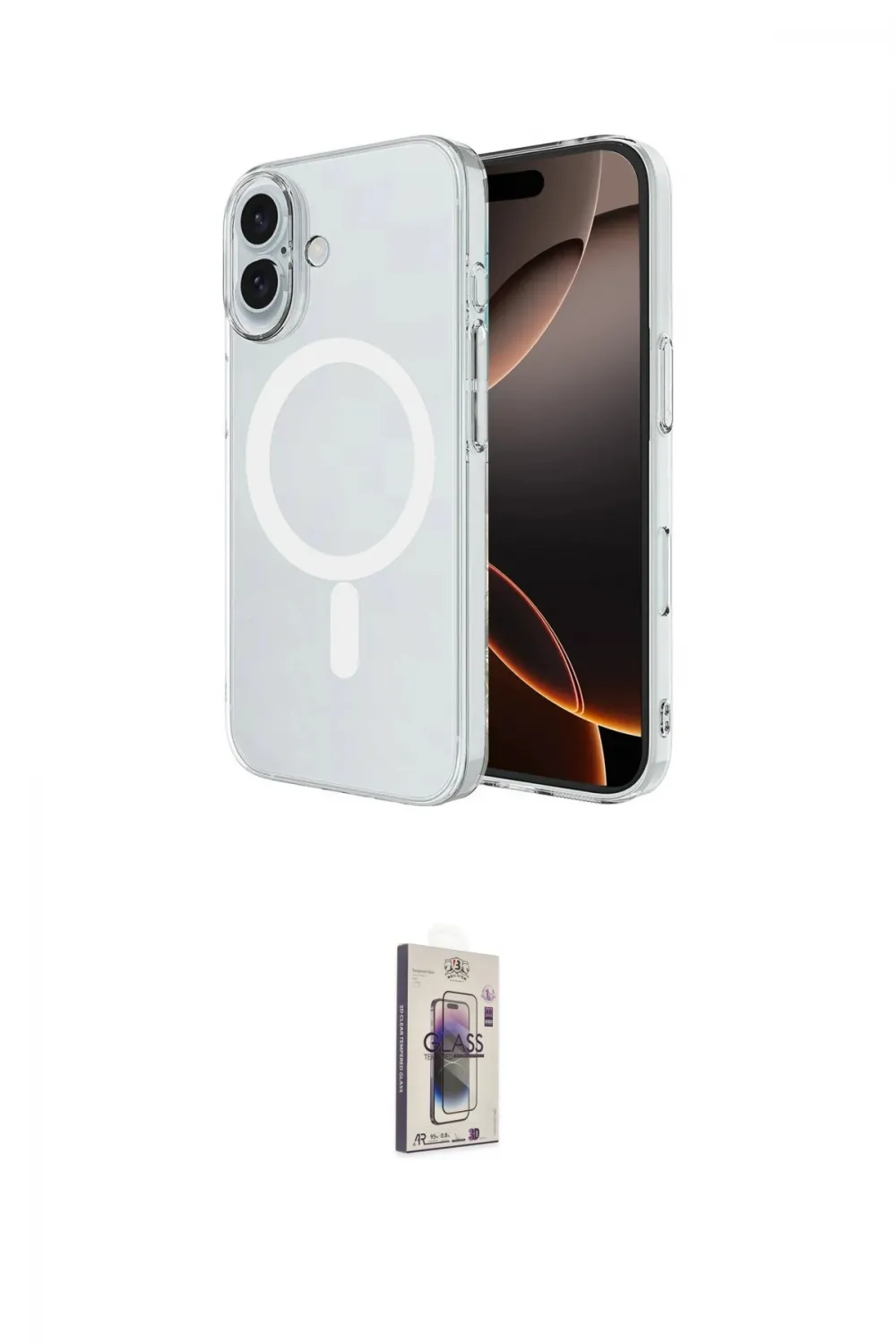 ieg™ iPhone 16 Plus Kılıf Ahenk Yansıma Prime - Siyah Bilvis 3D Cam Ekran Koruyucu
