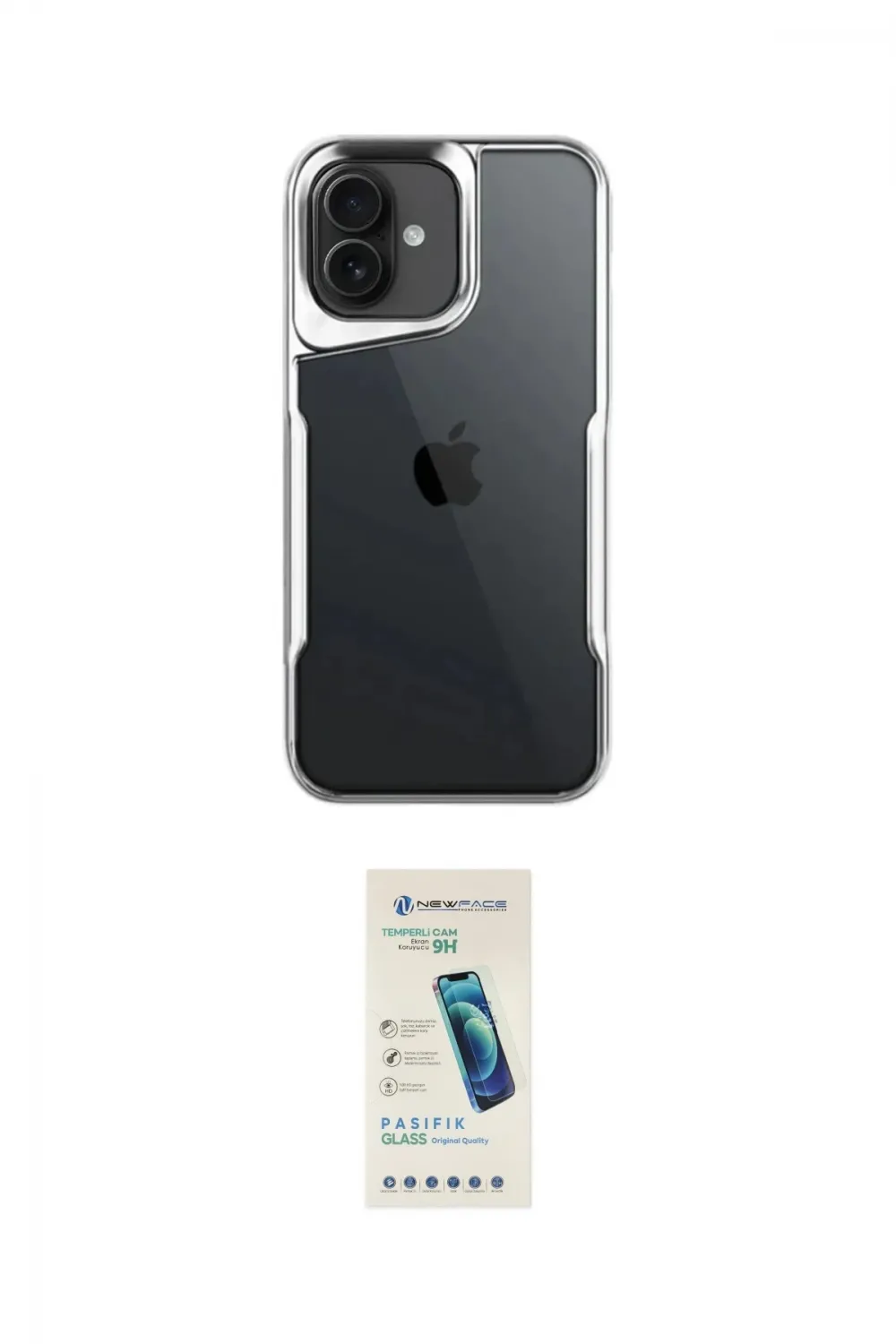 ieg™ iPhone 16 Plus Kılıf Akış Çizgi Koleksiyonu - Şeffaf Pasifik Cam Ekran Koruyucu