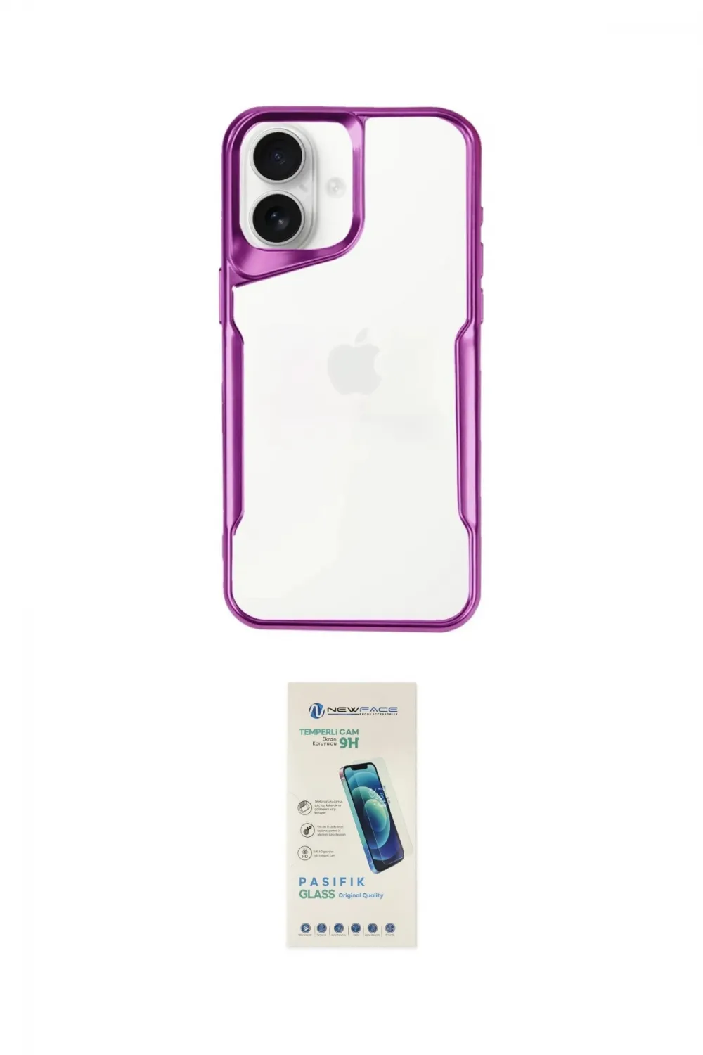 ieg™ iPhone 16 Plus Kılıf Akış Çizgi Koleksiyonu - Şeffaf Pasifik Cam Ekran Koruyucu