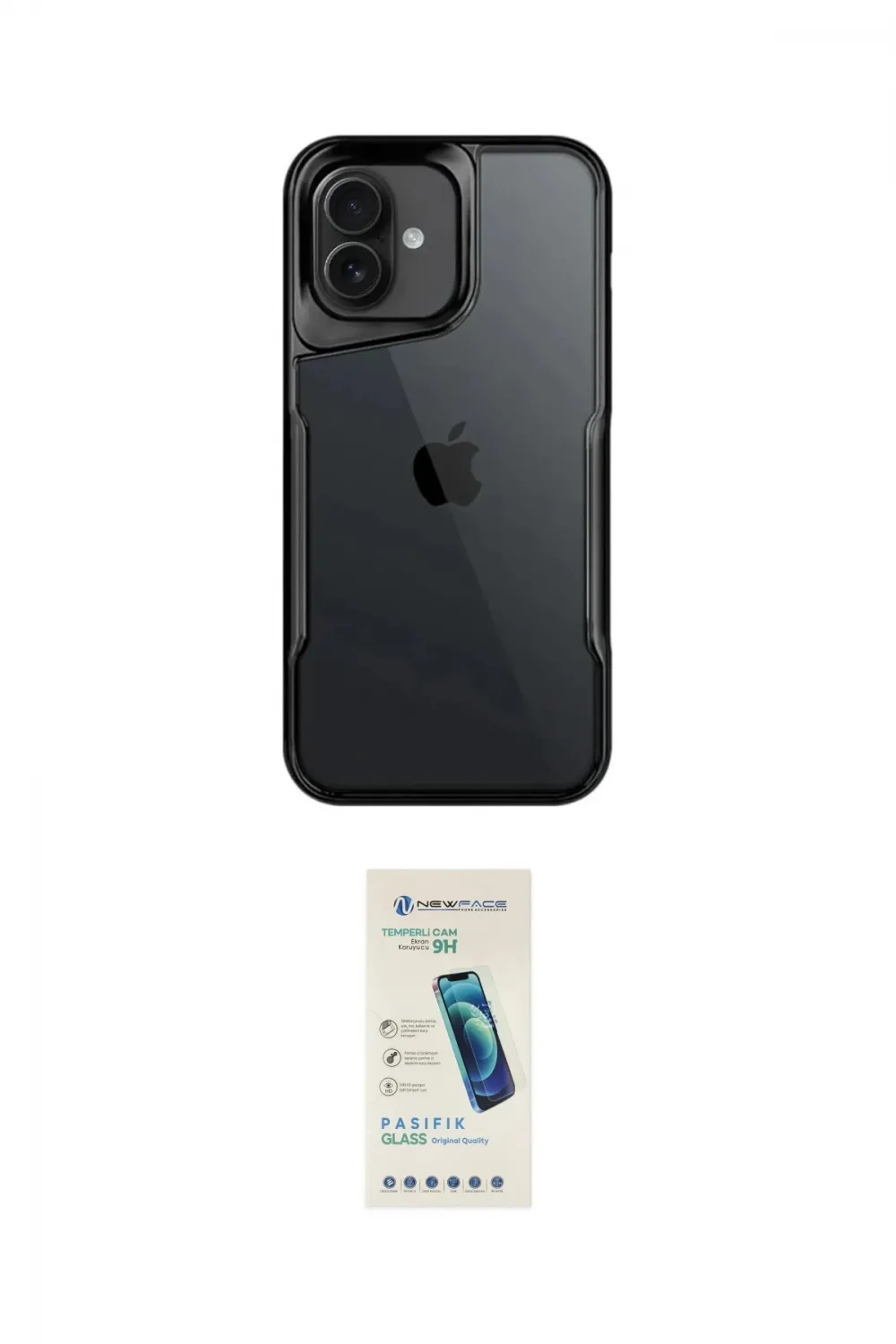 ieg™ iPhone 16 Plus Kılıf Akış Çizgi Koleksiyonu - Şeffaf Pasifik Cam Ekran Koruyucu