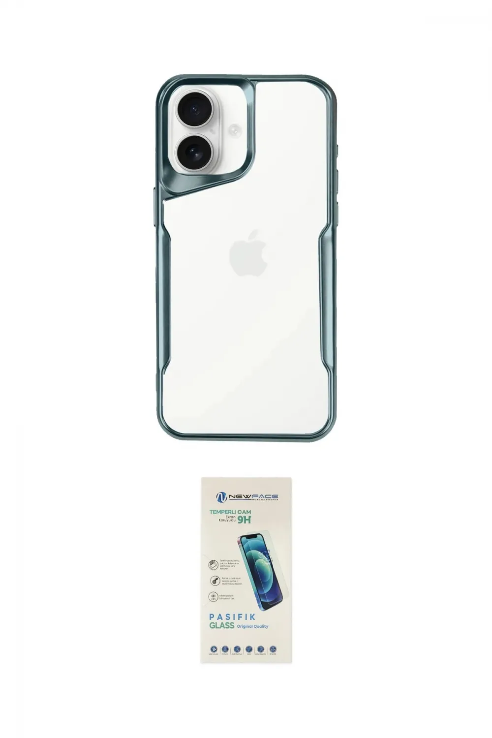 ieg™ iPhone 16 Plus Kılıf Akış Çizgi Koleksiyonu - Şeffaf Pasifik Cam Ekran Koruyucu