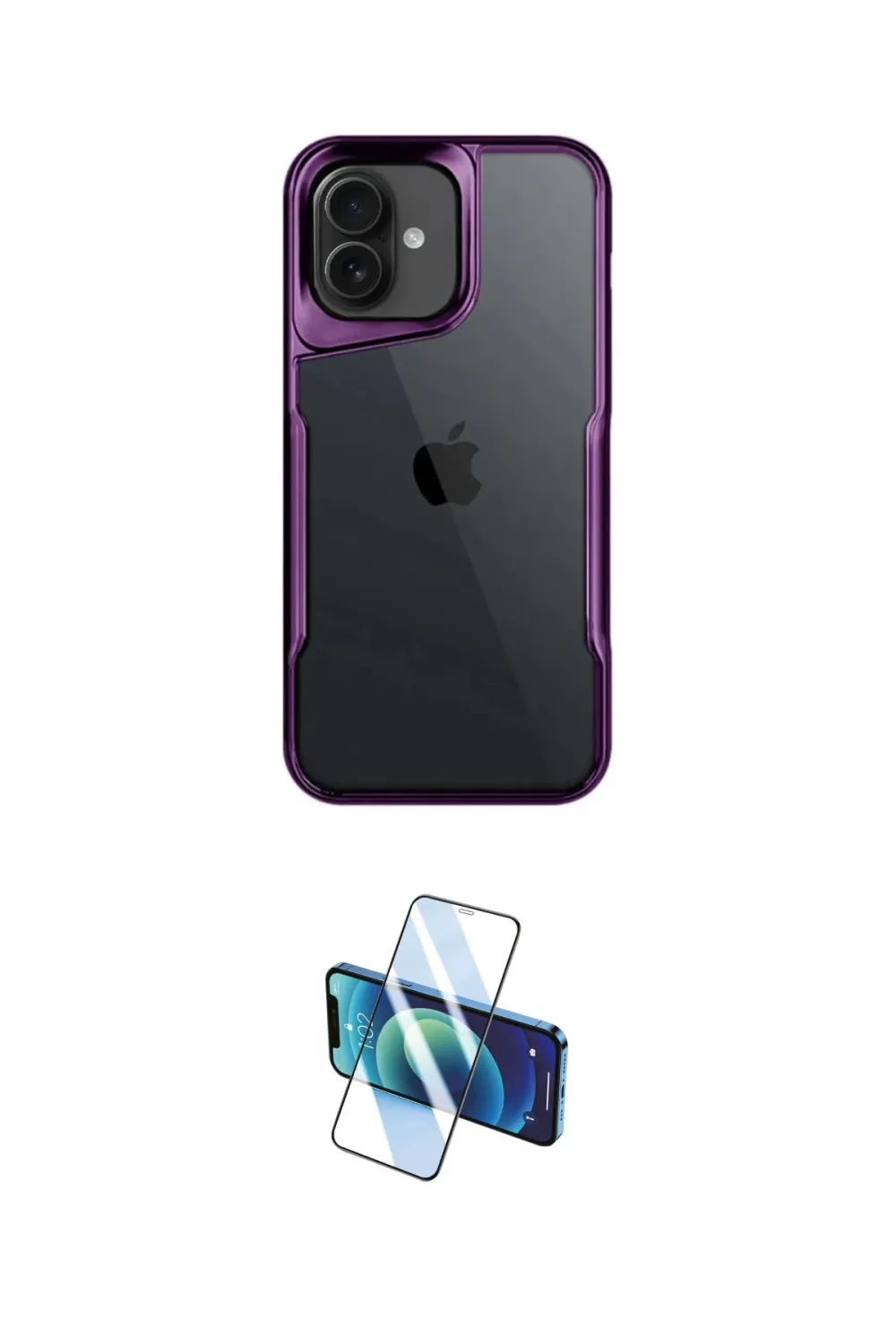 ieg™ iPhone 16 Plus Kılıf Akış Çizgi Koleksiyonu - Siyah 3D Antistatik Cam Ekran Koruyucu
