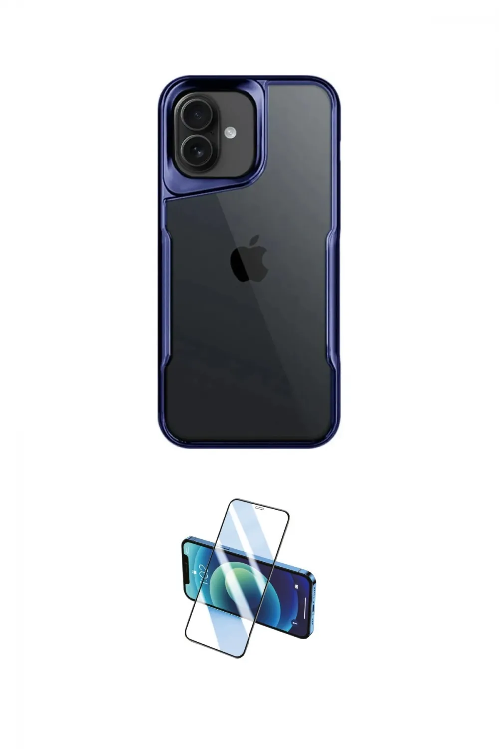 ieg™ iPhone 16 Plus Kılıf Akış Çizgi Koleksiyonu - Siyah 3D Antistatik Cam Ekran Koruyucu