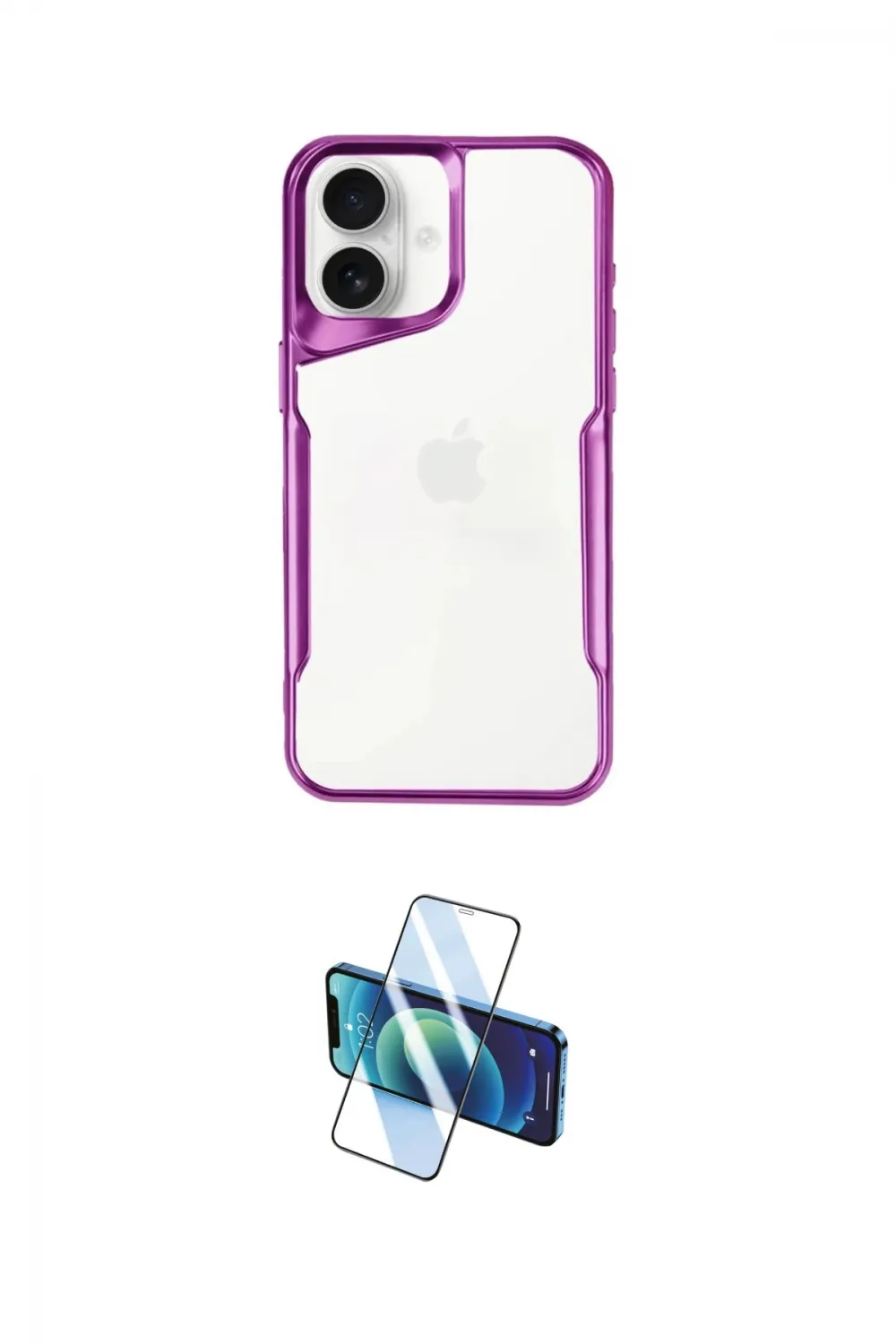 ieg™ iPhone 16 Plus Kılıf Akış Çizgi Koleksiyonu - Siyah 3D Antistatik Cam Ekran Koruyucu