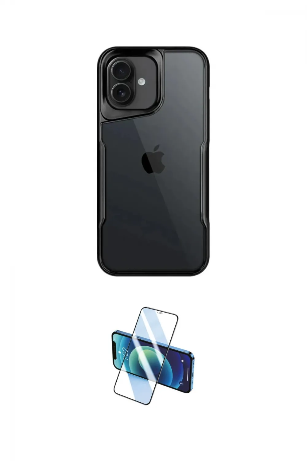 ieg™ iPhone 16 Plus Kılıf Akış Çizgi Koleksiyonu - Siyah 3D Antistatik Seramik Nano Ekran Koruyucu
