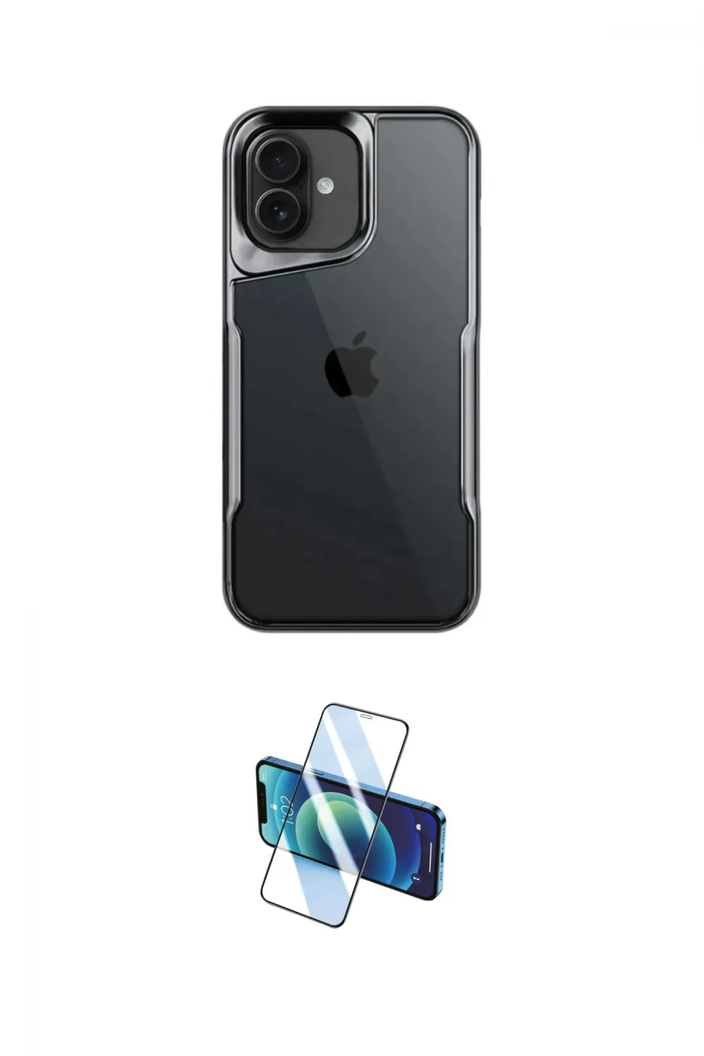 ieg™ iPhone 16 Plus Kılıf Akış Çizgi Koleksiyonu - Siyah 3D Antistatik Seramik Nano Ekran Koruyucu