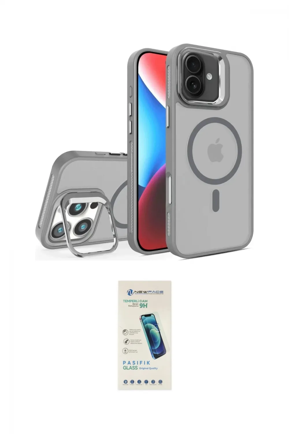 ieg™ iPhone 16 Plus Kılıf Akış Form - Şeffaf Pasifik Cam Ekran Koruyucu