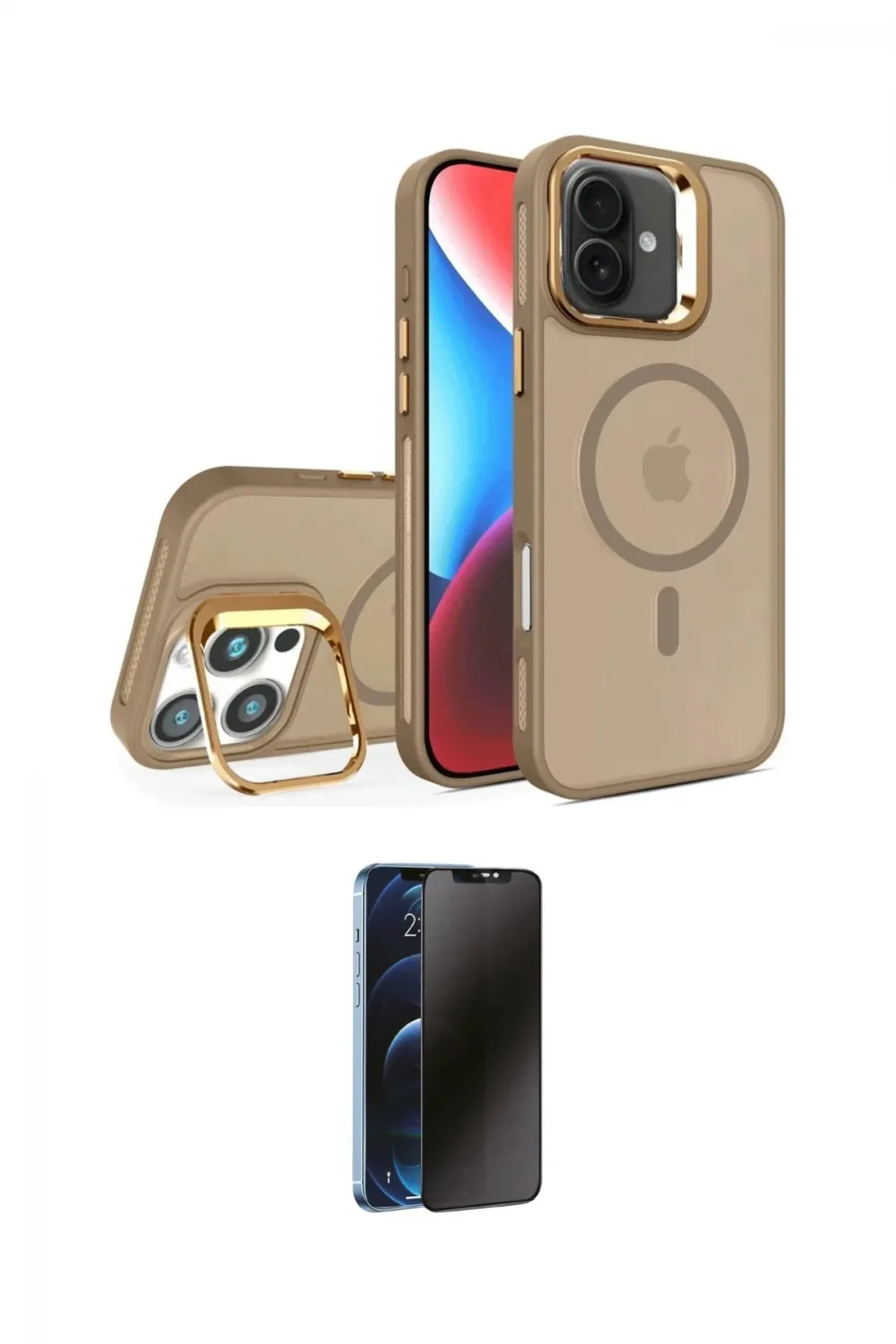 ieg™ iPhone 16 Plus Kılıf Akış Form - Siyah 3D Antistatik Hayalet Cam Ekran Koruyucu