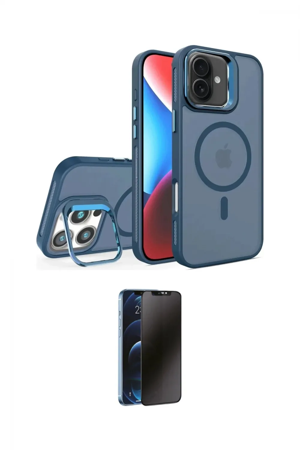 ieg™ iPhone 16 Plus Kılıf Akış Form - Siyah 3D Antistatik Hayalet Cam Ekran Koruyucu