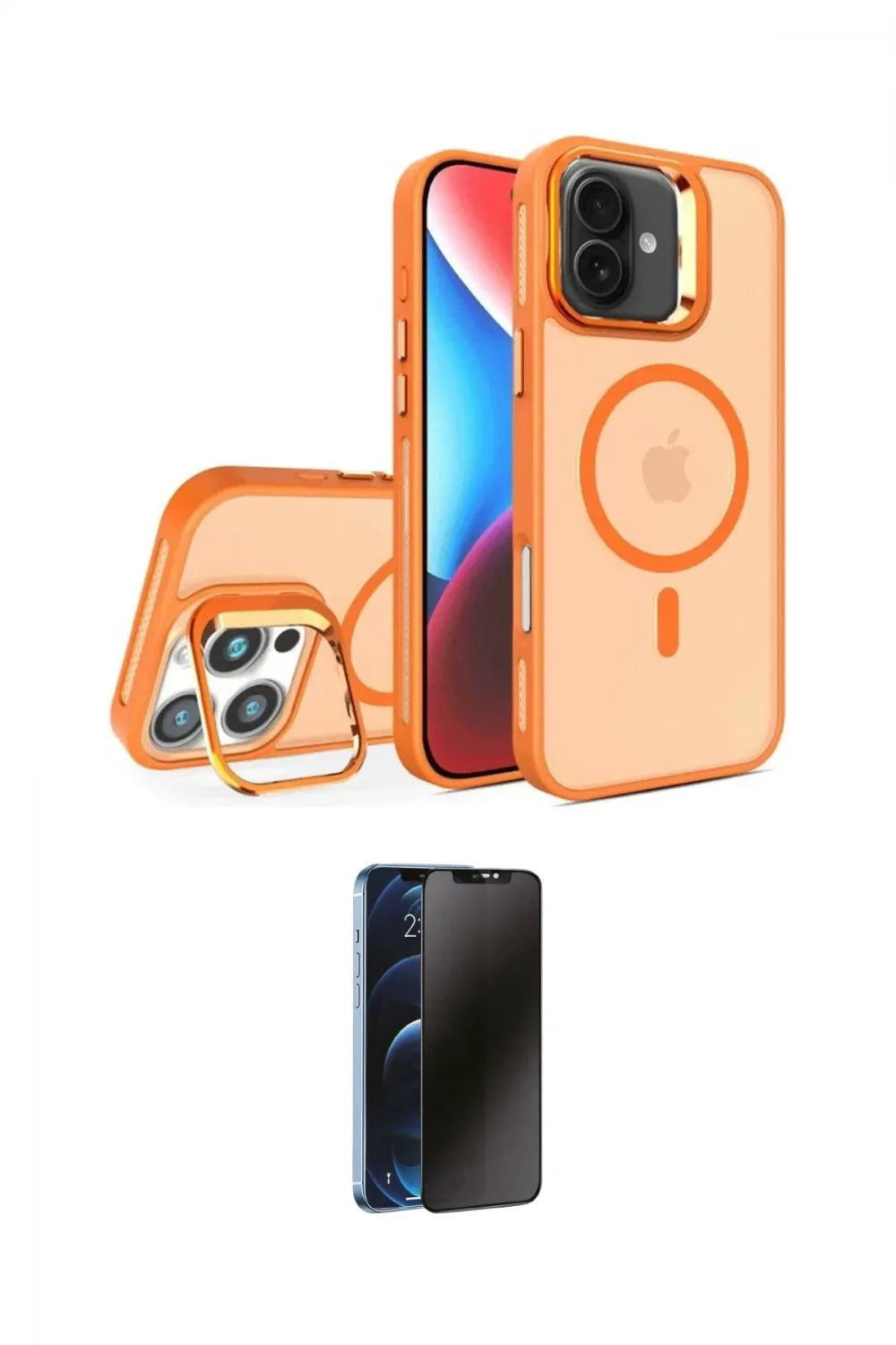 ieg™ iPhone 16 Plus Kılıf Akış Form - Siyah 3D Antistatik Hayalet Cam Ekran Koruyucu