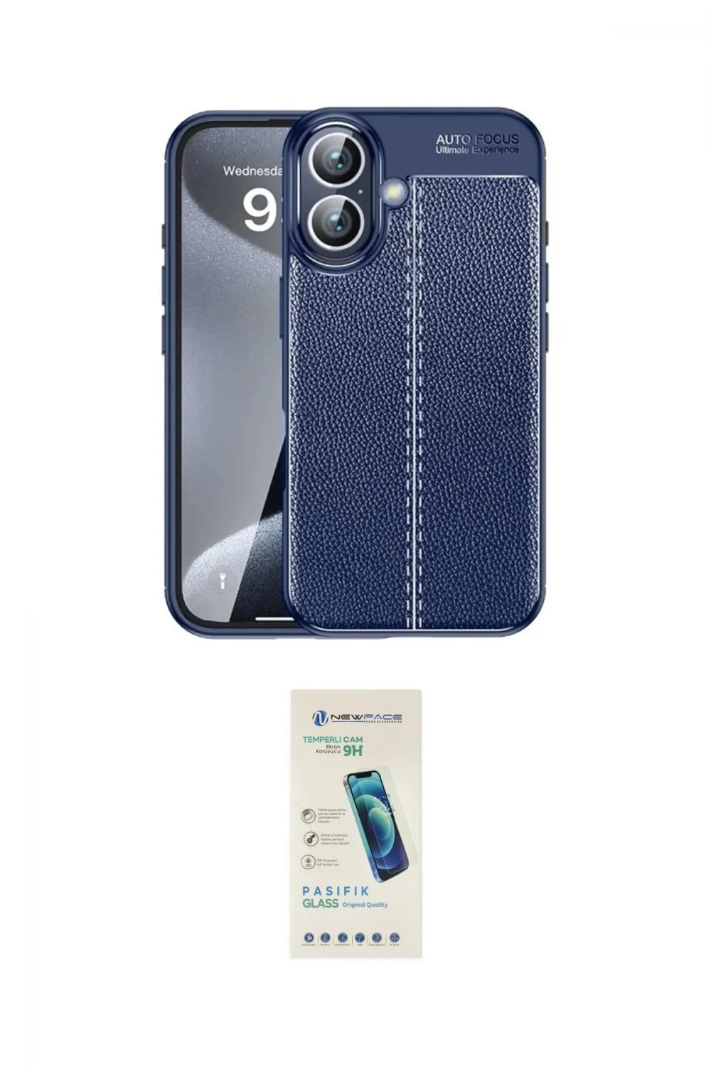 ieg™ iPhone 16 Plus Kılıf Doruk Klasik Özel Seri - Şeffaf Pasifik Cam Ekran Koruyucu