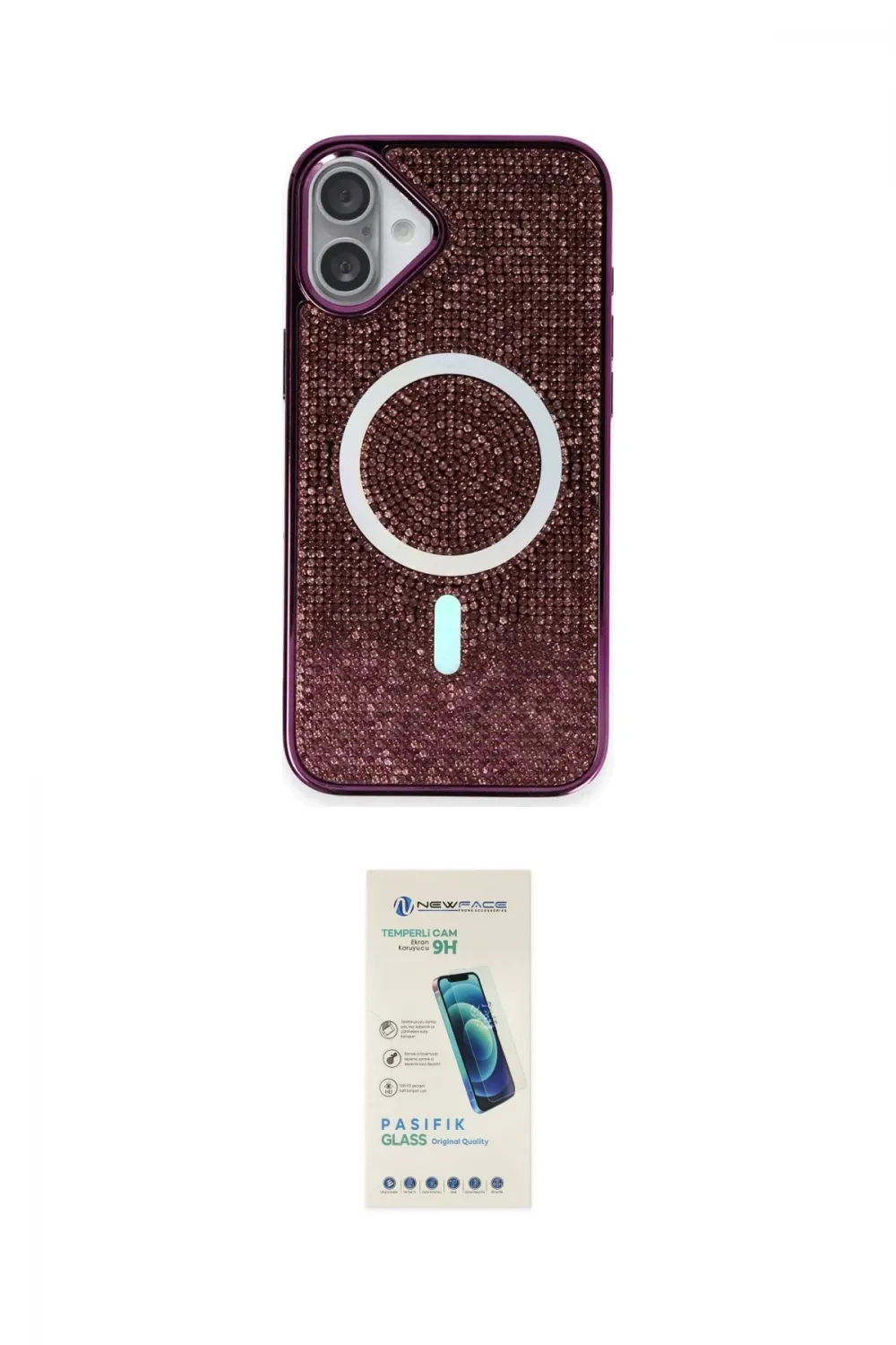 ieg™ iPhone 16 Plus Kılıf Eksen Çizgi - Şeffaf Pasifik Cam Ekran Koruyucu