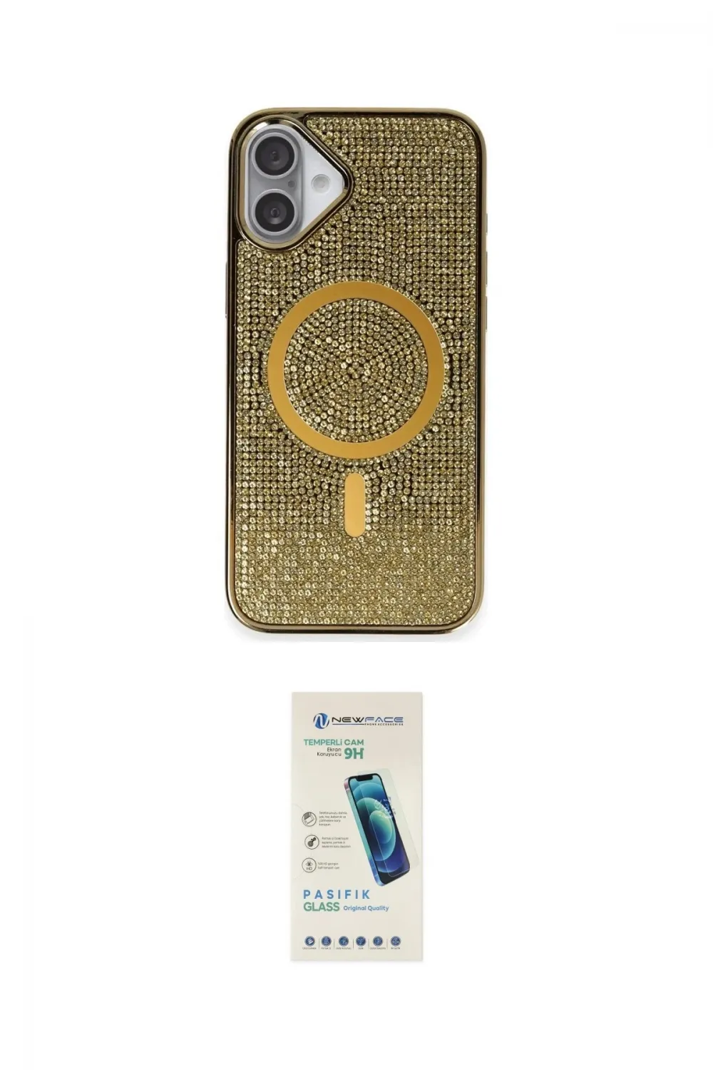 ieg™ iPhone 16 Plus Kılıf Eksen Çizgi - Şeffaf Pasifik Cam Ekran Koruyucu
