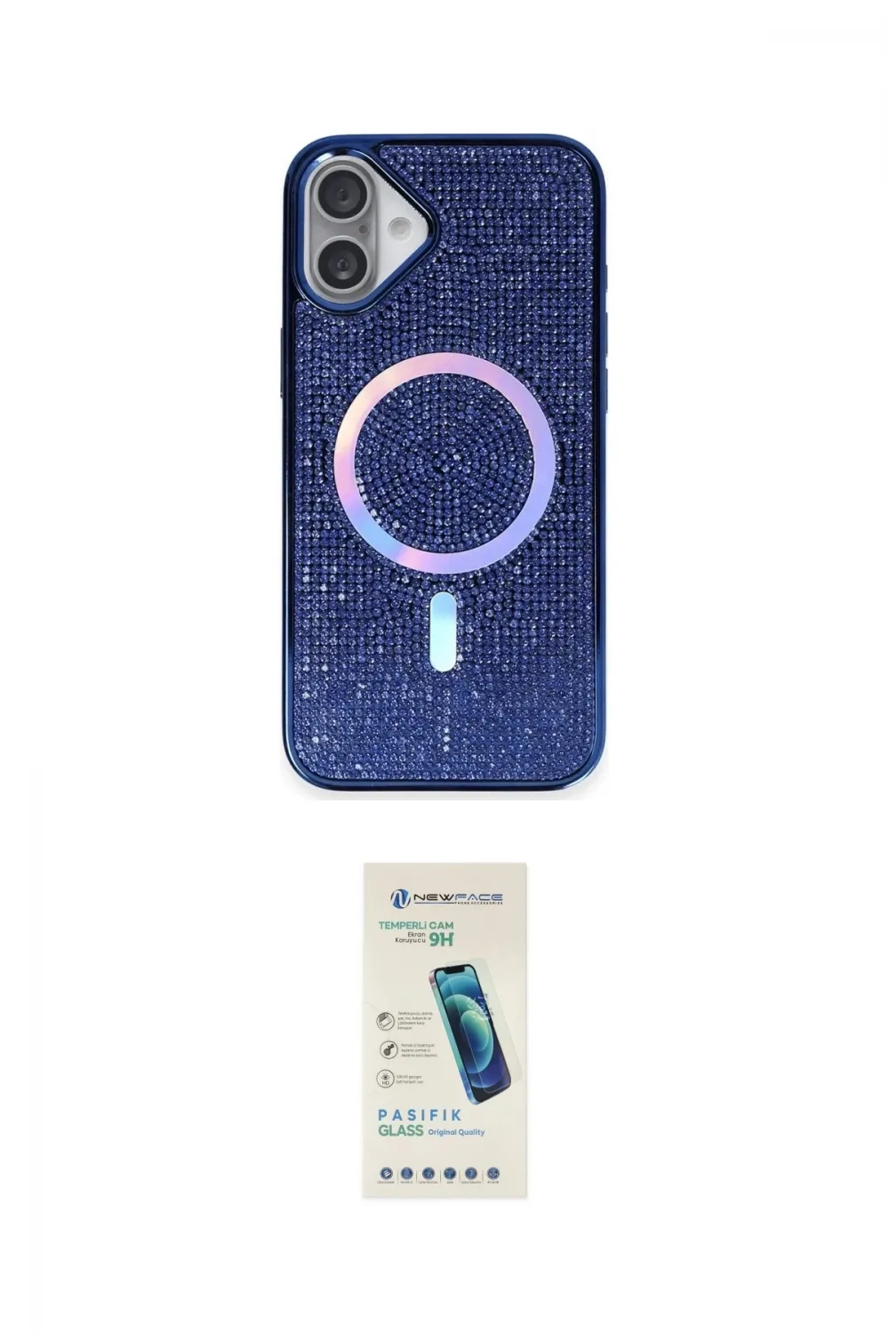 ieg™ iPhone 16 Plus Kılıf Eksen Çizgi - Şeffaf Pasifik Cam Ekran Koruyucu