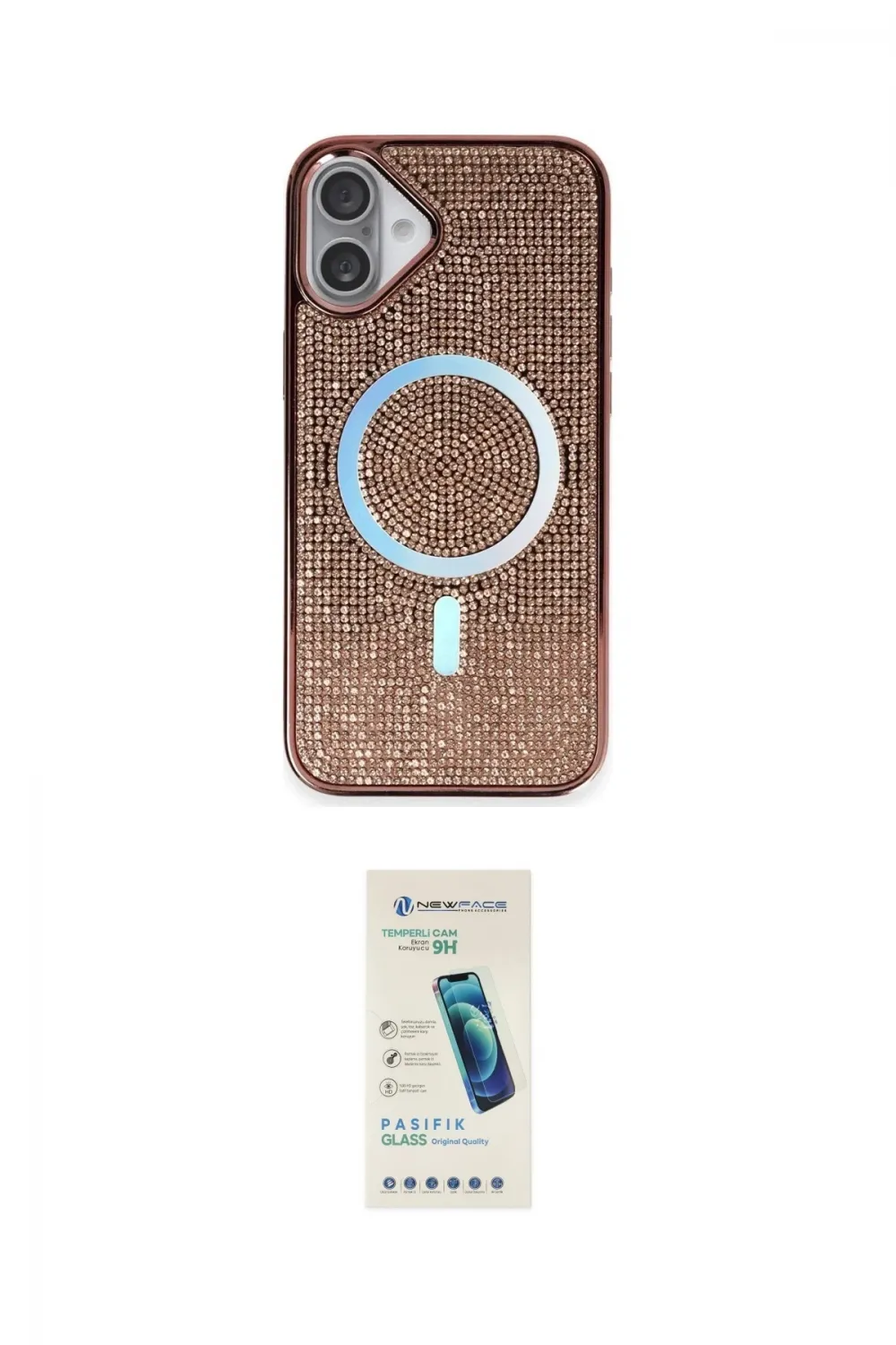 ieg™ iPhone 16 Plus Kılıf Eksen Çizgi - Şeffaf Pasifik Cam Ekran Koruyucu