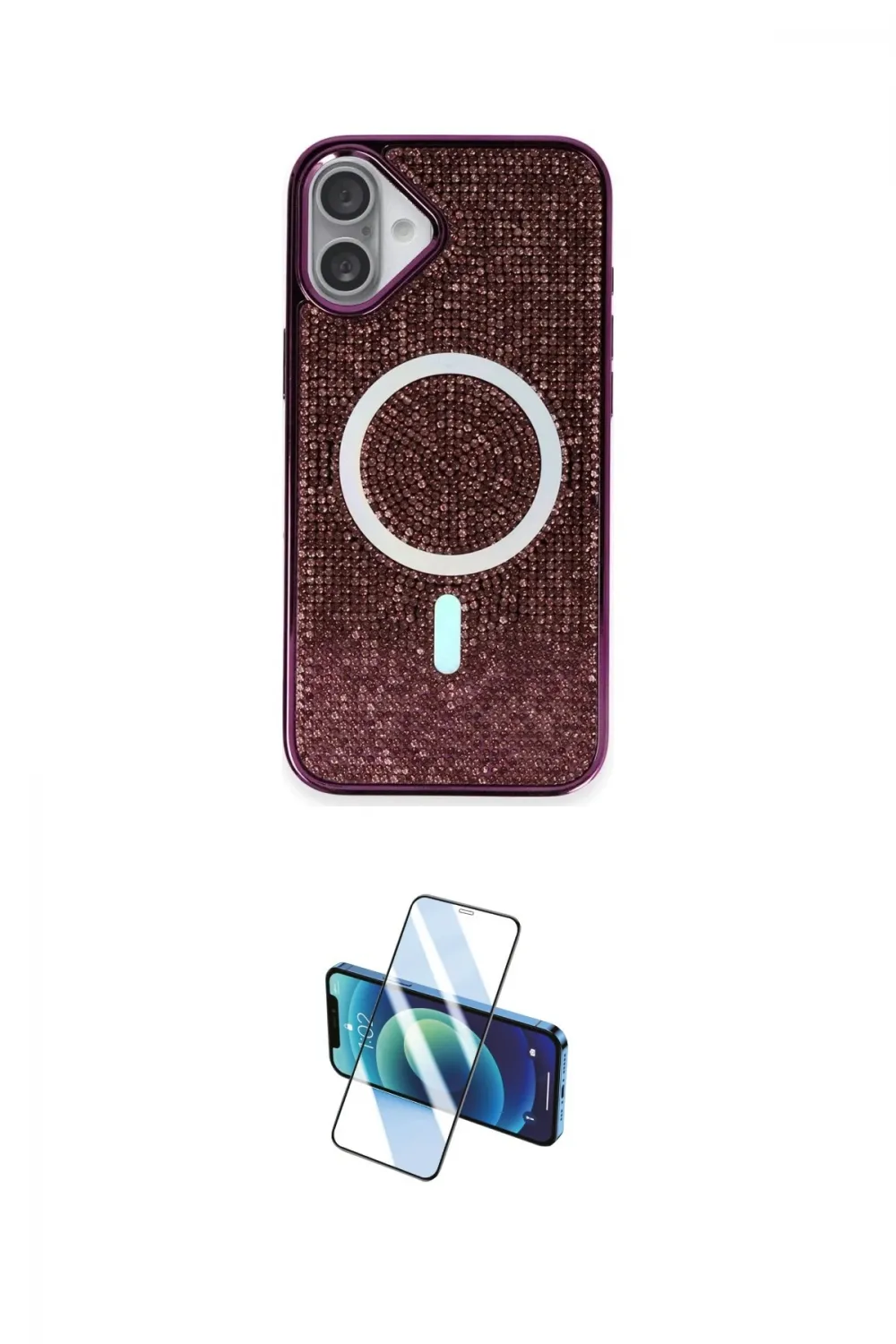 ieg™ iPhone 16 Plus Kılıf Eksen Çizgi - Siyah 3D Antistatik Cam Ekran Koruyucu
