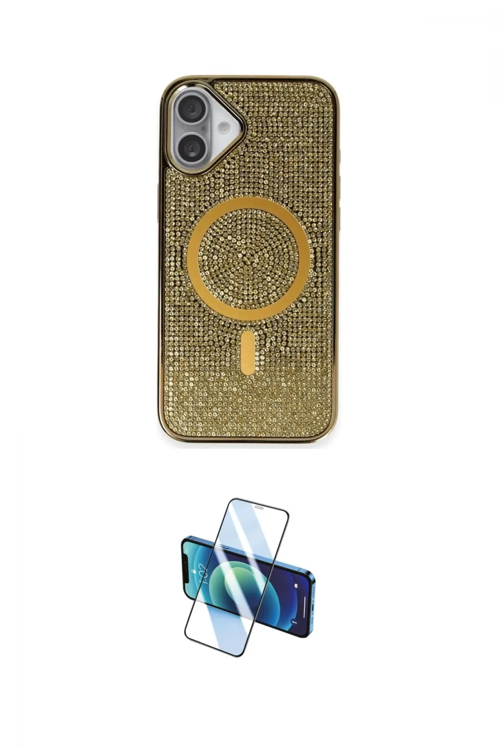 ieg™ iPhone 16 Plus Kılıf Eksen Çizgi - Siyah 3D Antistatik Cam Ekran Koruyucu