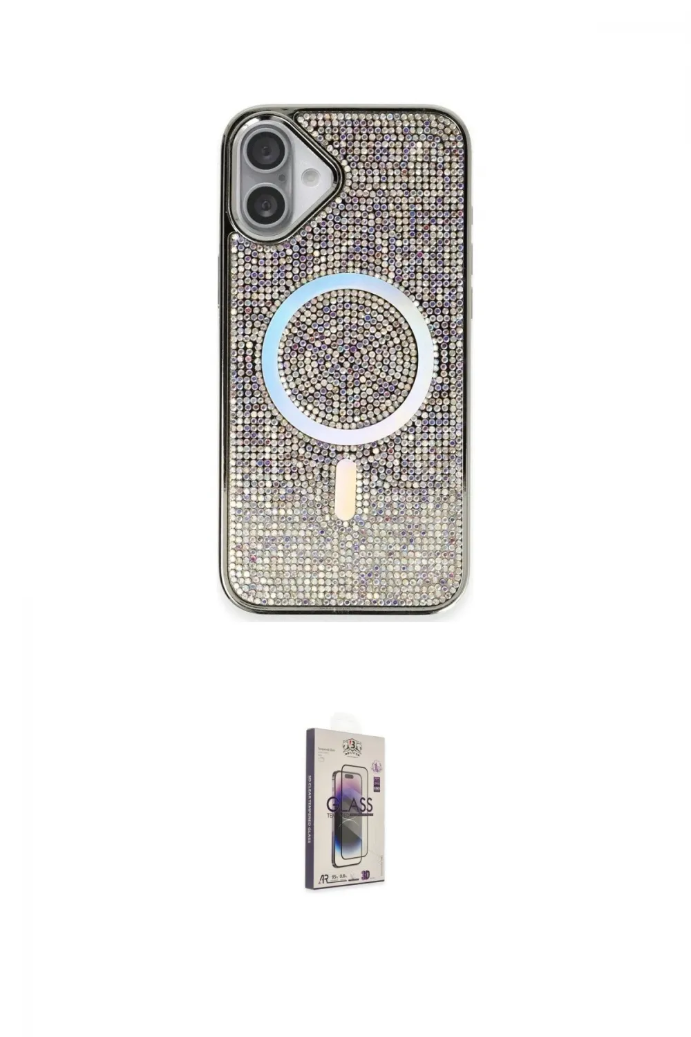 ieg™ iPhone 16 Plus Kılıf Eksen Çizgi - Siyah Bilvis 3D Cam Ekran Koruyucu