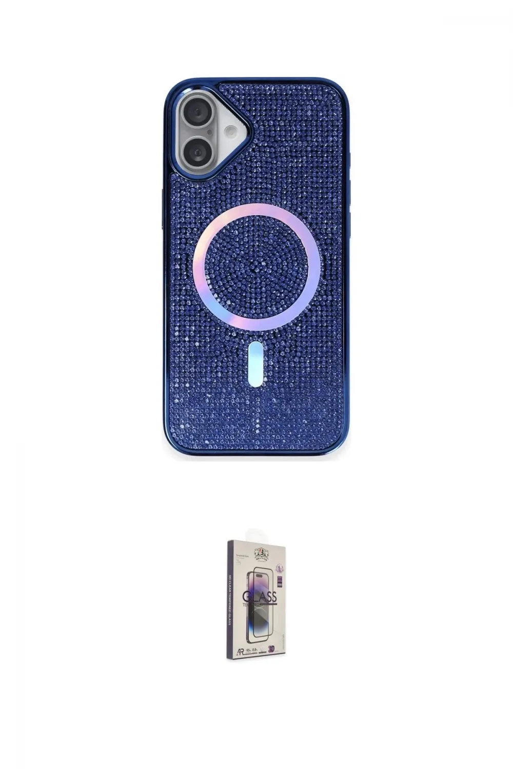 ieg™ iPhone 16 Plus Kılıf Eksen Çizgi - Siyah Bilvis 3D Cam Ekran Koruyucu