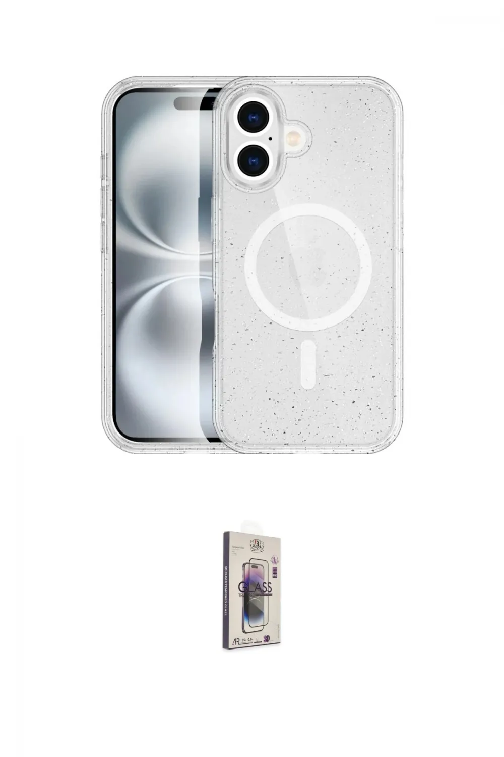 ieg™ iPhone 16 Plus Kılıf Eksen Doku Koleksiyonu - Siyah Bilvis 3D Cam Ekran Koruyucu