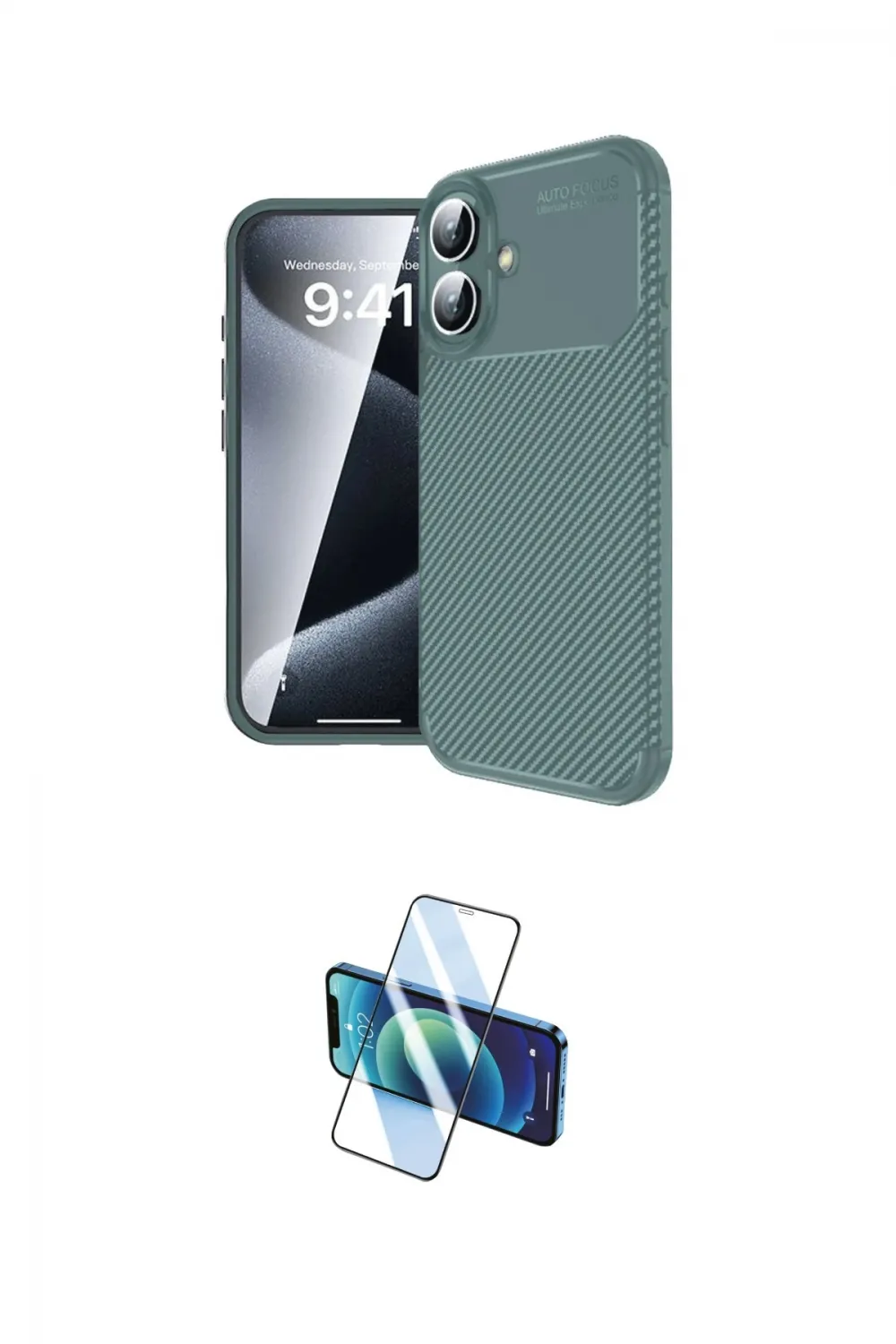 ieg™ iPhone 16 Plus Kılıf Eksen Form Prime - Siyah 3D Antistatik Seramik Nano Ekran Koruyucu