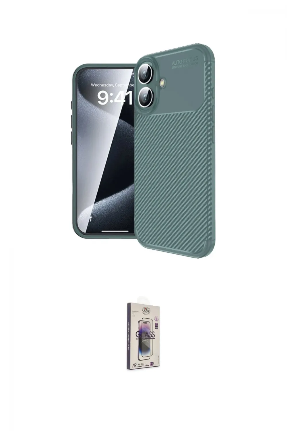 ieg™ iPhone 16 Plus Kılıf Eksen Form Prime - Siyah Bilvis 3D Cam Ekran Koruyucu