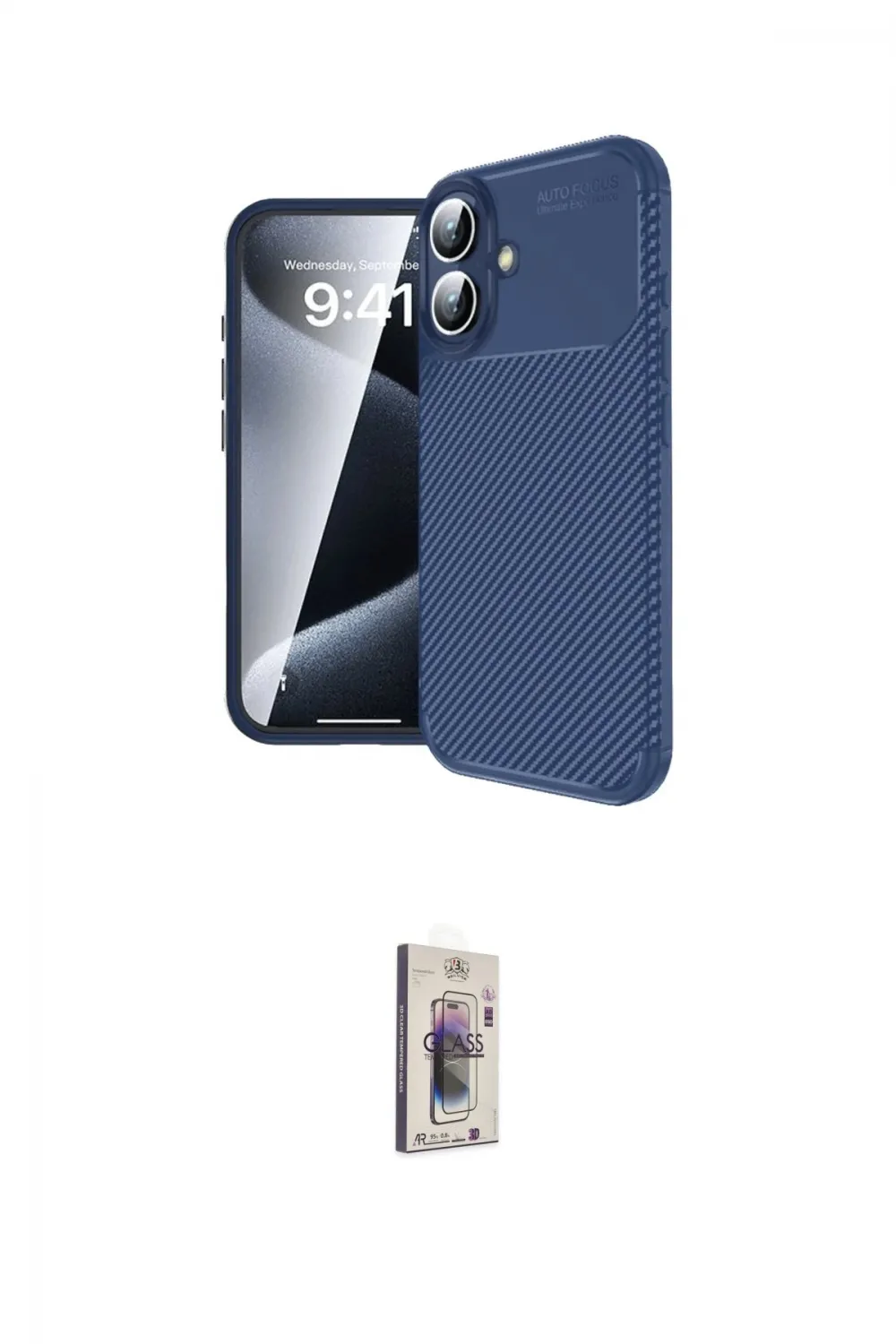 ieg™ iPhone 16 Plus Kılıf Eksen Form Prime - Siyah Bilvis 3D Cam Ekran Koruyucu