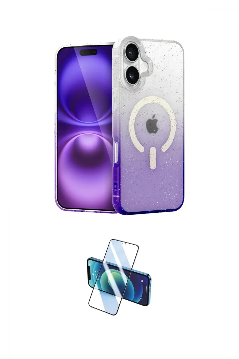 ieg™ iPhone 16 Plus Kılıf Eksen Minimal Özel Seri - Siyah 3D Antistatik Seramik Nano Ekran Koruyucu