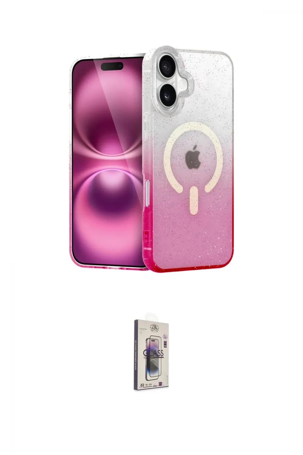 ieg™ iPhone 16 Plus Kılıf Eksen Minimal Özel Seri - Siyah Bilvis 3D Cam Ekran Koruyucu