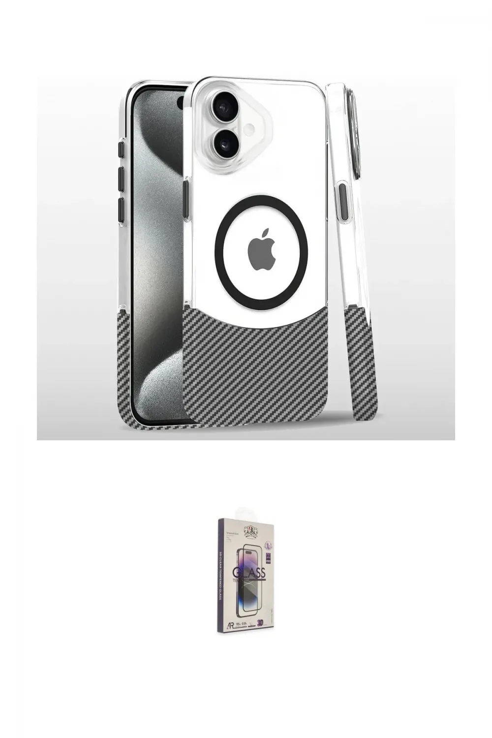 ieg™ iPhone 16 Plus Kılıf İz Asil Prime - Siyah Bilvis 3D Cam Ekran Koruyucu