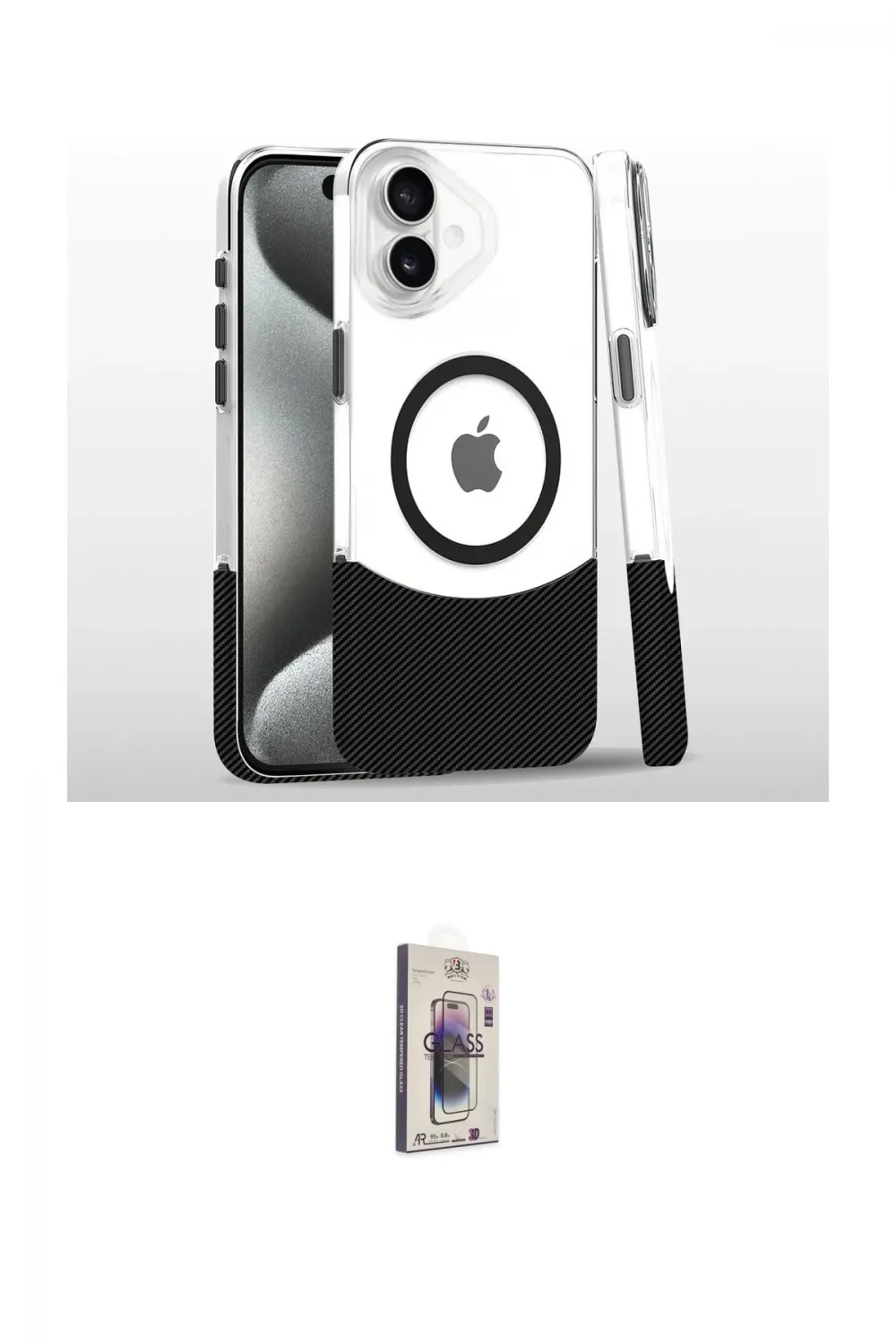 ieg™ iPhone 16 Plus Kılıf İz Asil Prime - Siyah Bilvis 3D Cam Ekran Koruyucu
