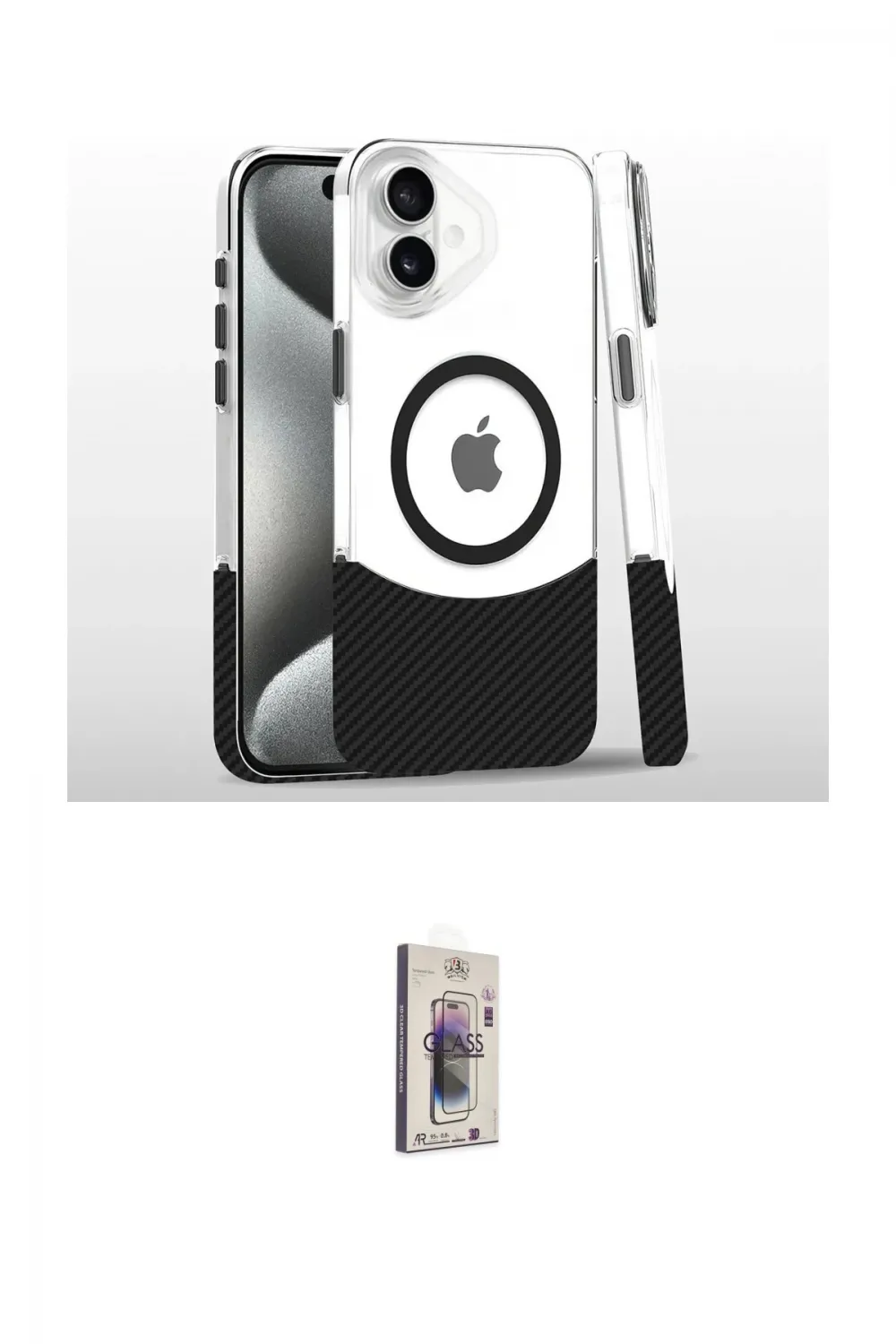 ieg™ iPhone 16 Plus Kılıf İz Asil Prime - Siyah Bilvis 3D Cam Ekran Koruyucu