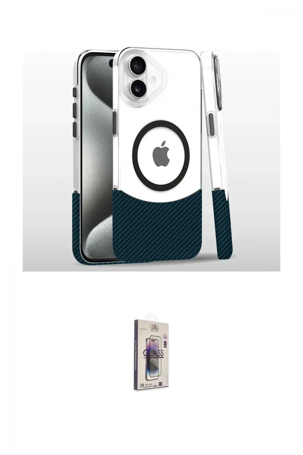 ieg™ iPhone 16 Plus Kılıf İz Asil Prime - Siyah Bilvis 3D Cam Ekran Koruyucu
